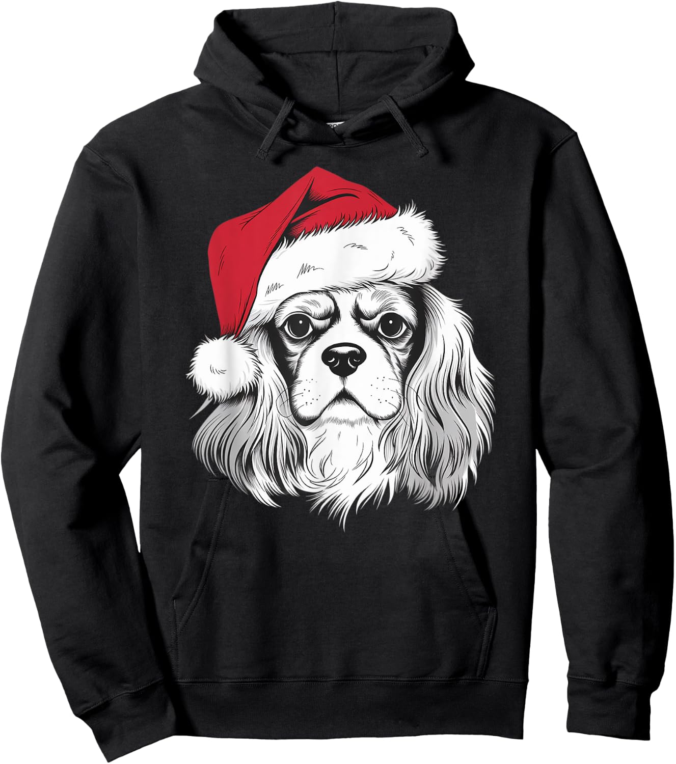 Cavalier Santa on Cavalier King Charles Spaniel Christmas Hoodie - Hoodie | Black