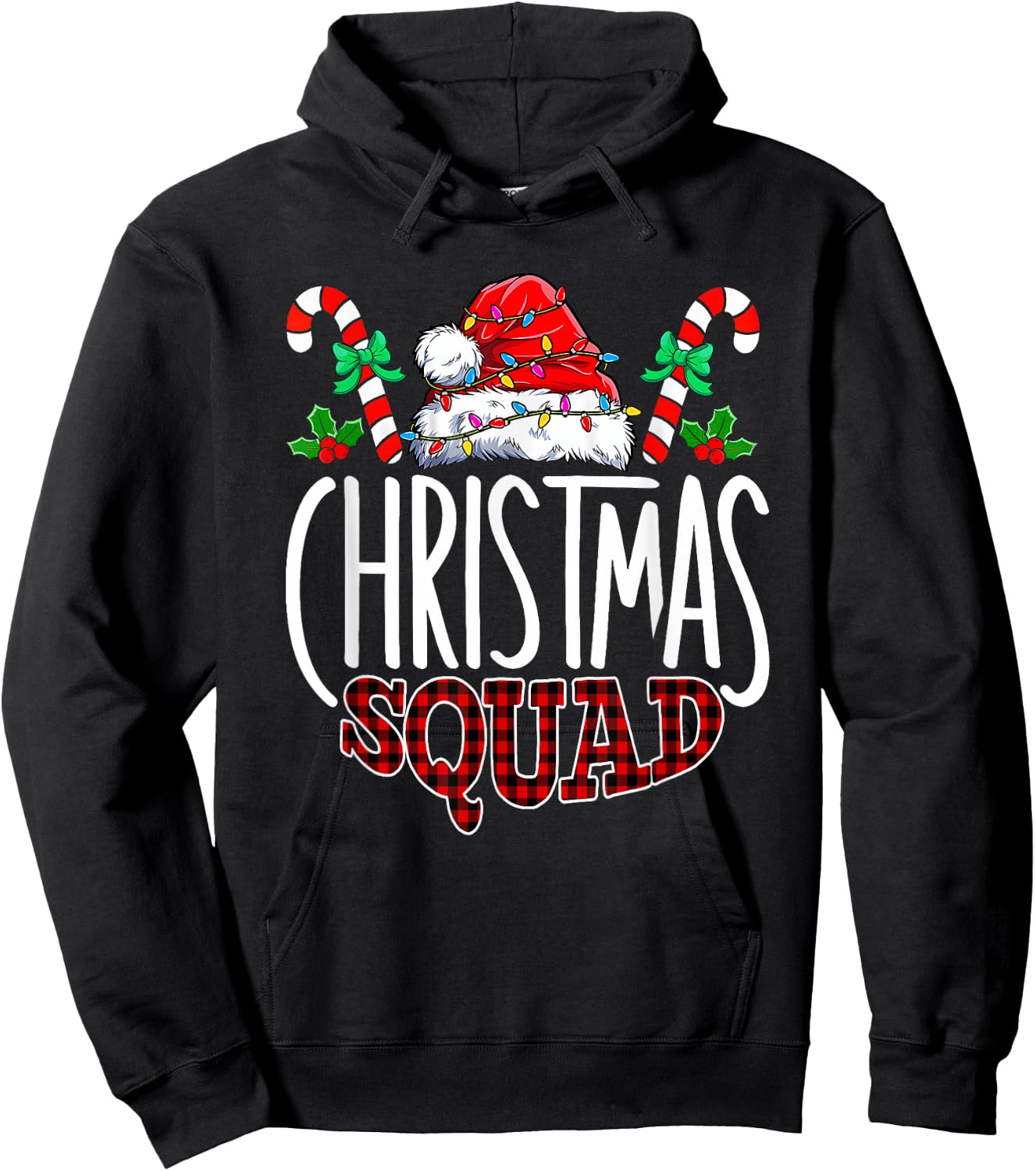 Christmas Squad Family Group Matching Christmas Pajama Party Hoodie - Hoodie | Black