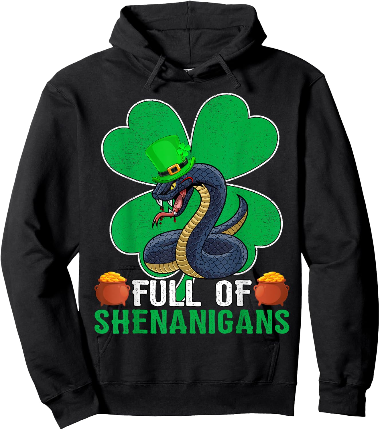 Full Of Shenanigans Leprechaun Snake St. Patrick's Day Hoodie - Hoodie | Black