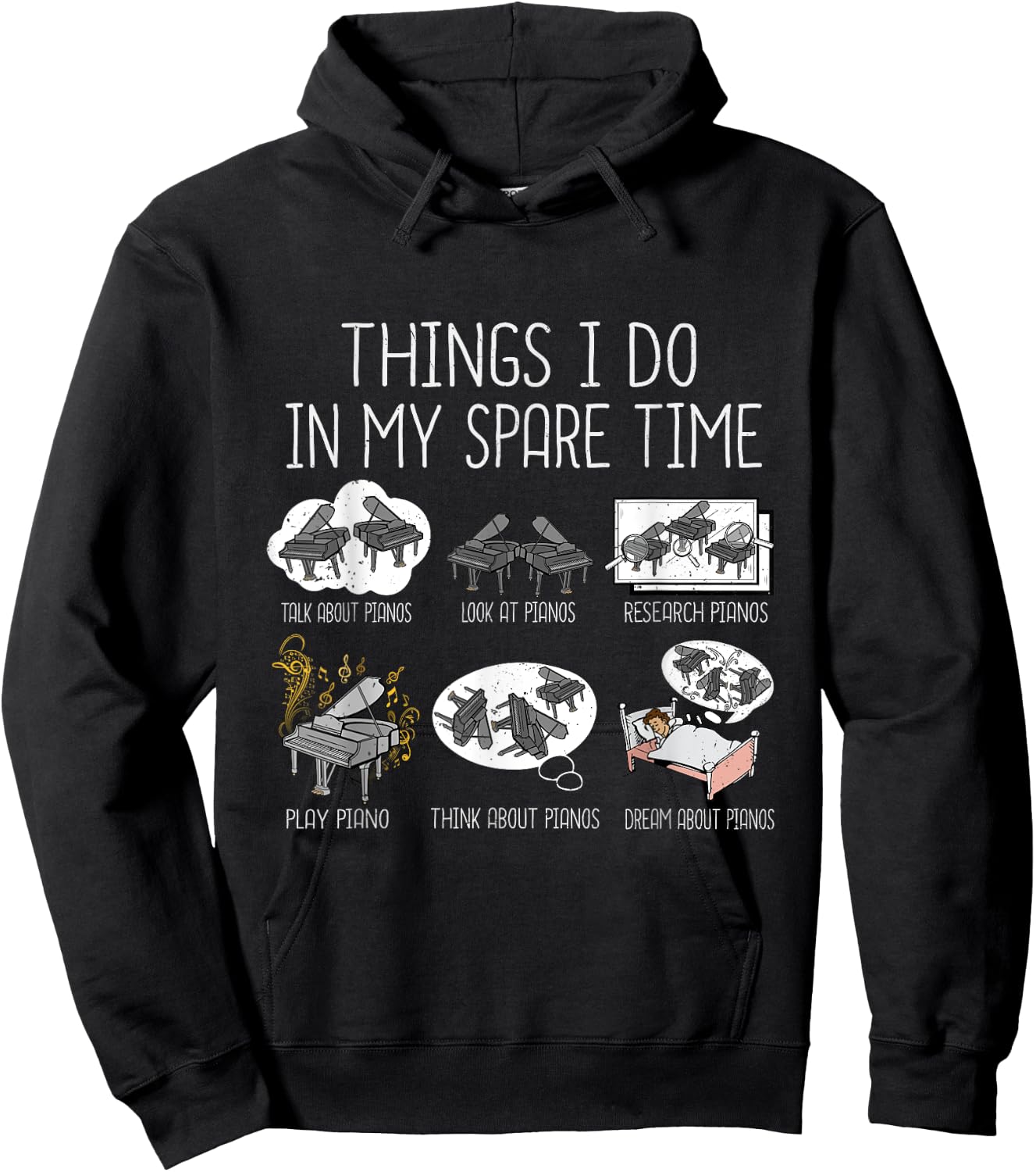 Funny Piano Player Men Music Grand Piano Hoodie - Hoodie | Black
