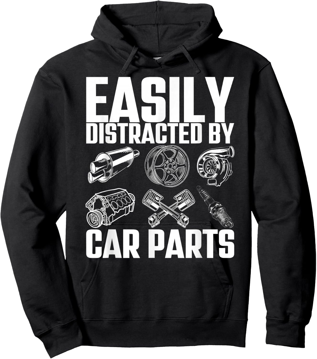 Easily Distracted By Car Parts Funny Car Mechanic Hoodie - Hoodie | Black