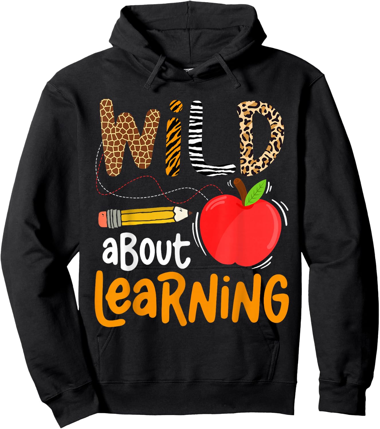 Wild About Learning Back to School Leopard Teacher Student Hoodie - Hoodie | Black