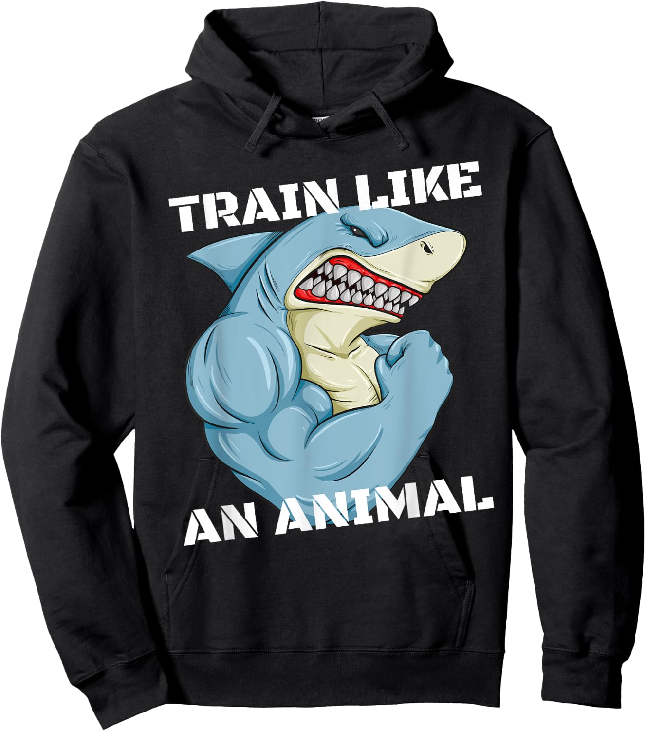 Train Like An Animal Shark Weightlifting Muscle Fitness Hoodie - Hoodie | Black