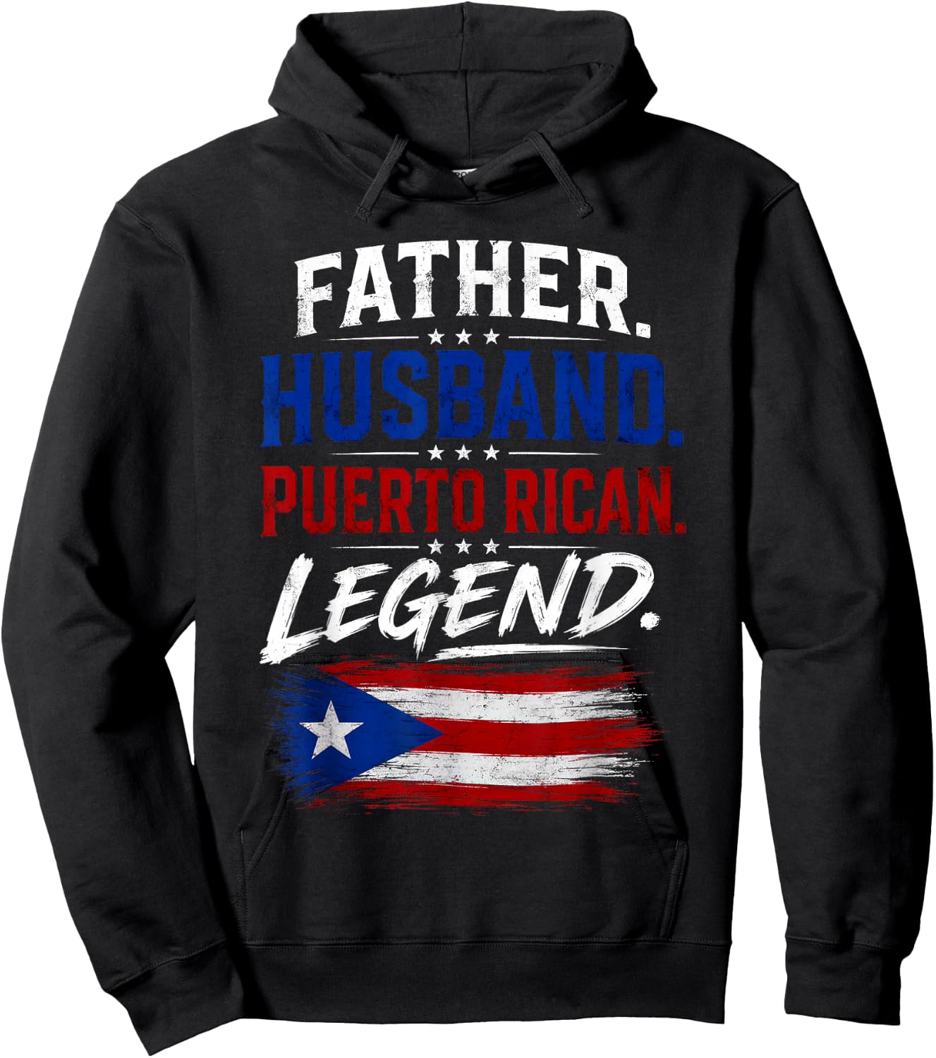 Father Husband Puerto Rican Legend Proud Dad Rico Flag Hoodie - Hoodie | Black