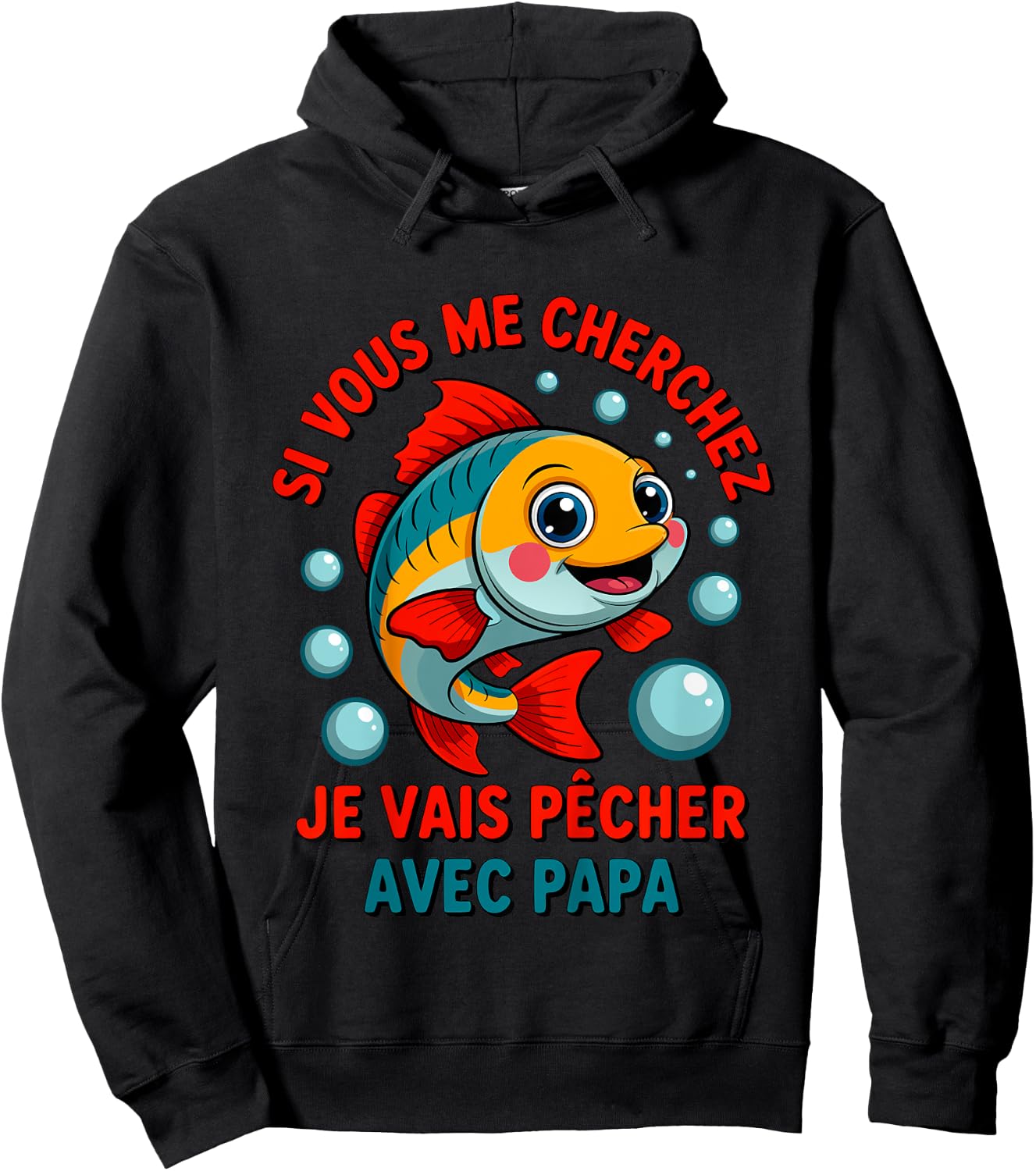 Enfant Pêche avec papa drôle de poisson qui saute Hoodie - Hoodie | Black
