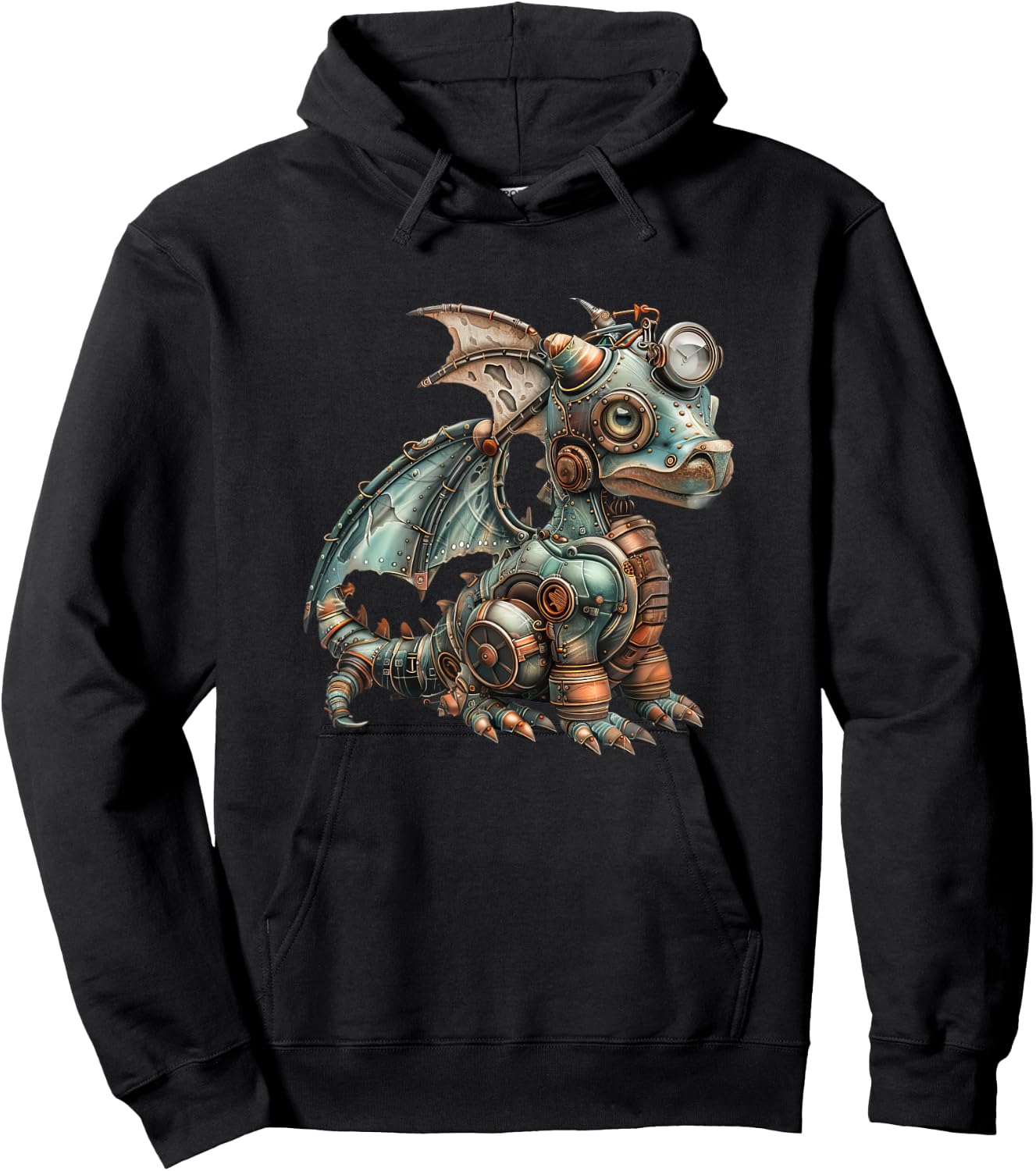 Dragon Steampunk Vintage Art Men Women Children Retro Hoodie - Hoodie | Black