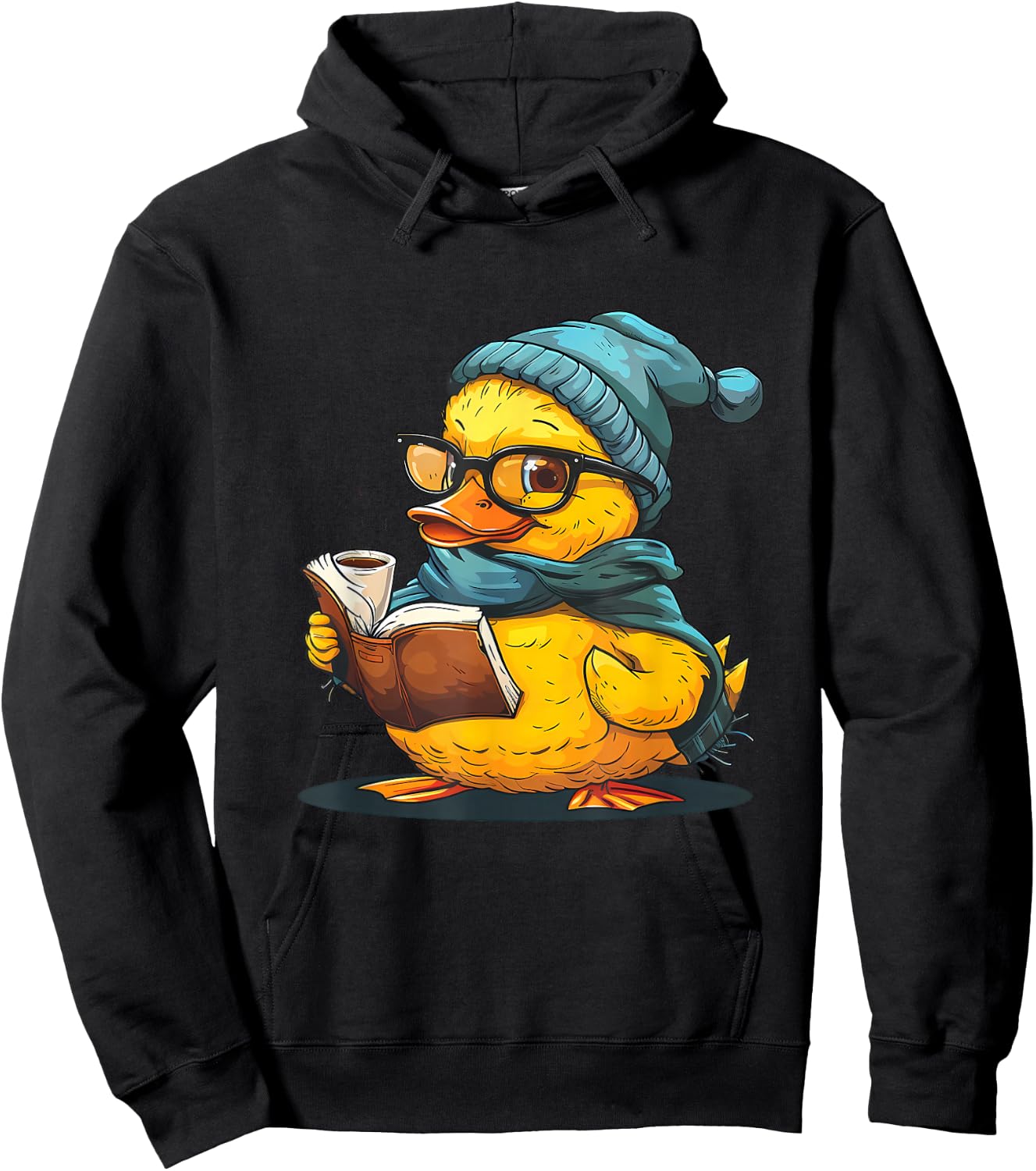 Rubber Duck Reading Book Rubber Duckie Reader Coffee Lover Hoodie - Hoodie | Black