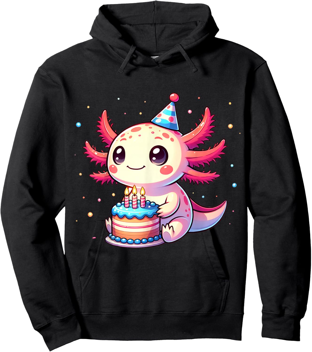 Funny Axolotl Birthday Party Design For Axolotl Lover Hoodie - Hoodie | Black