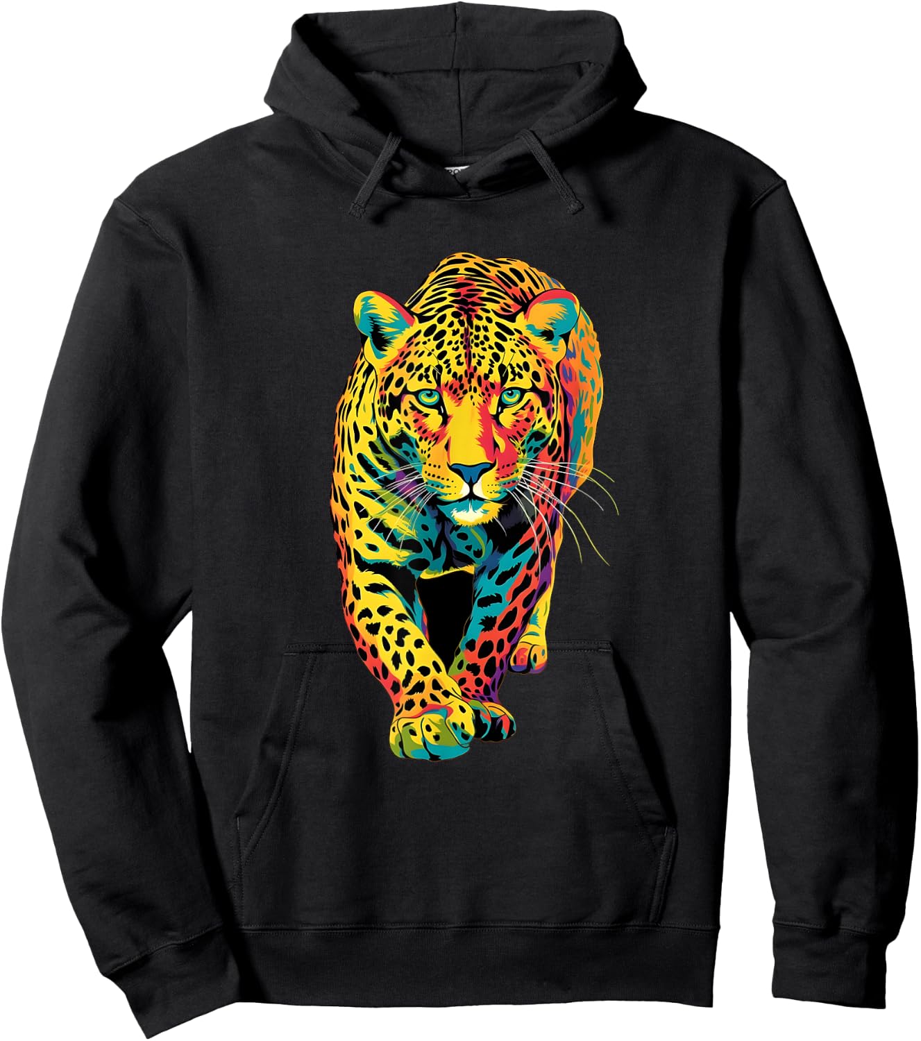 Colorful Rainbow Jaguar Abstract Graphic Hoodie - Hoodie | Black
