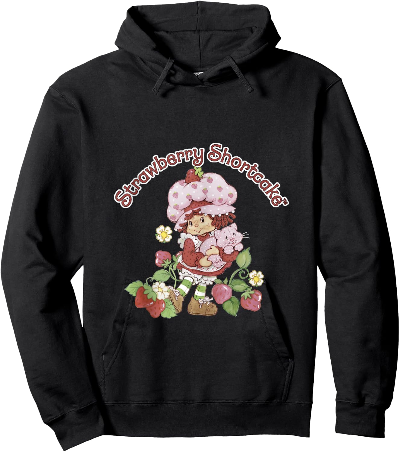 Strawberry Shortcake & Custard Berry Cute Vintage Hoodie - Hoodie | Black