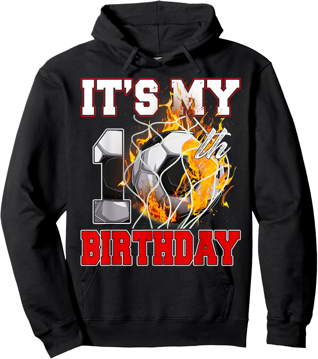 Funny It's My 10th Birthday 10 Years Old Soccer Ball Boys Hoodie - Hoodie | Black