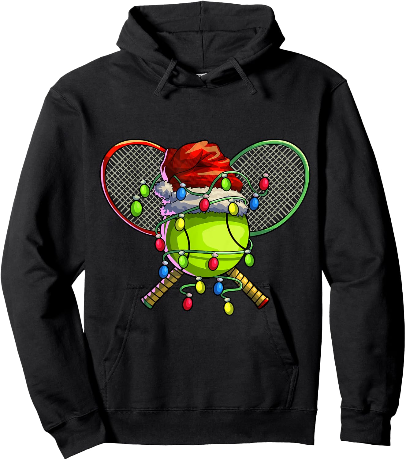 Christmas Tennis Xmas Christmas Tree Lights Tennis Player Hoodie - Hoodie | Black