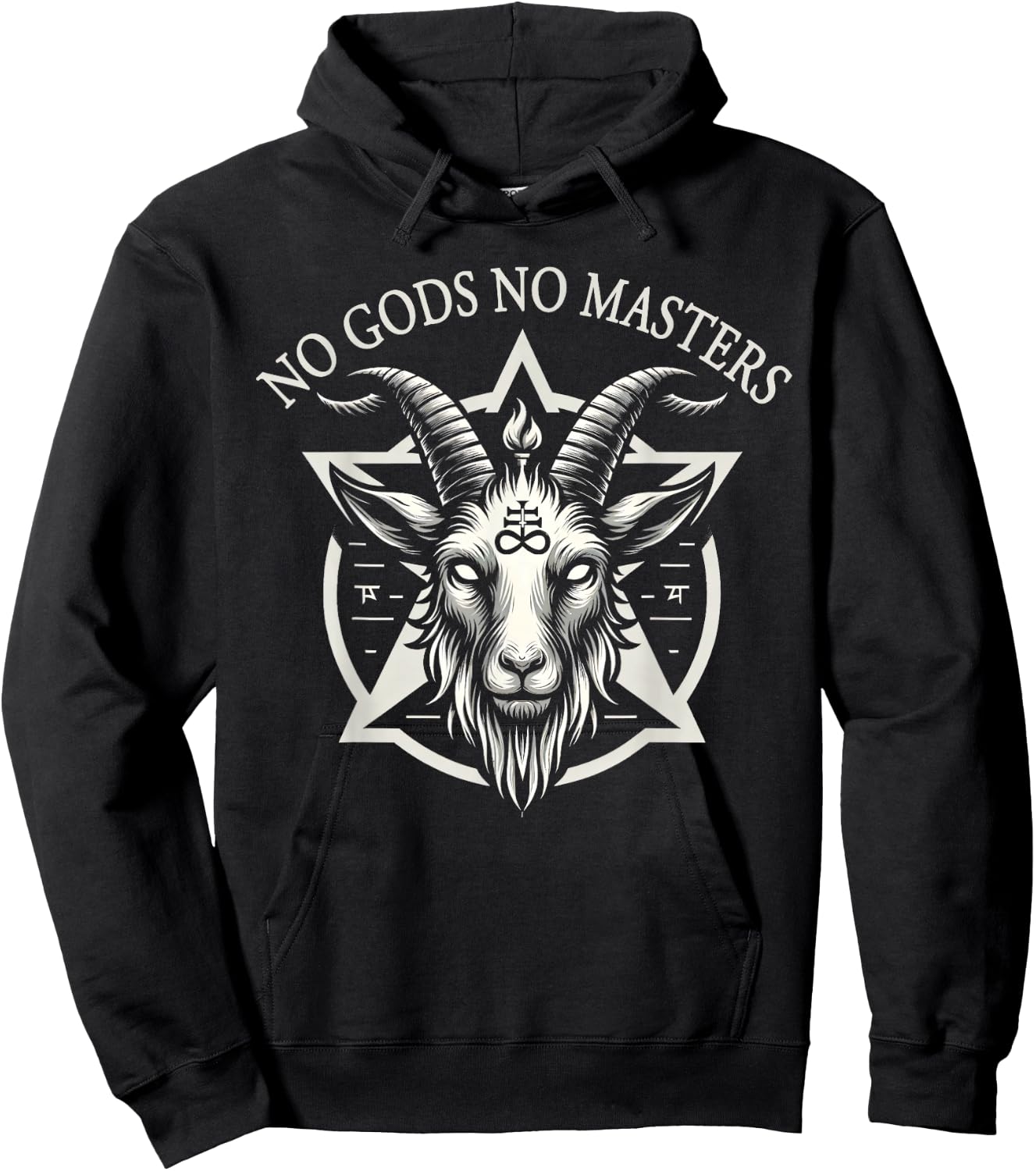 No Gods No Masters Satanic Baphomet Devil Hoodie - Hoodie | Black