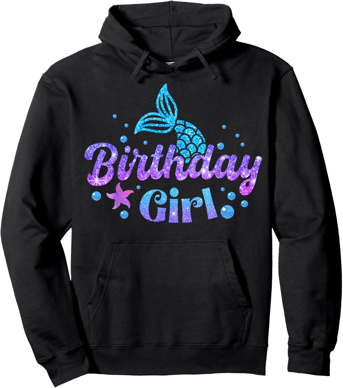 Mermaid Birthday Girls 1st 2nd 3rd 4th 5th BDay Kid Toddler Hoodie - Hoodie | Black