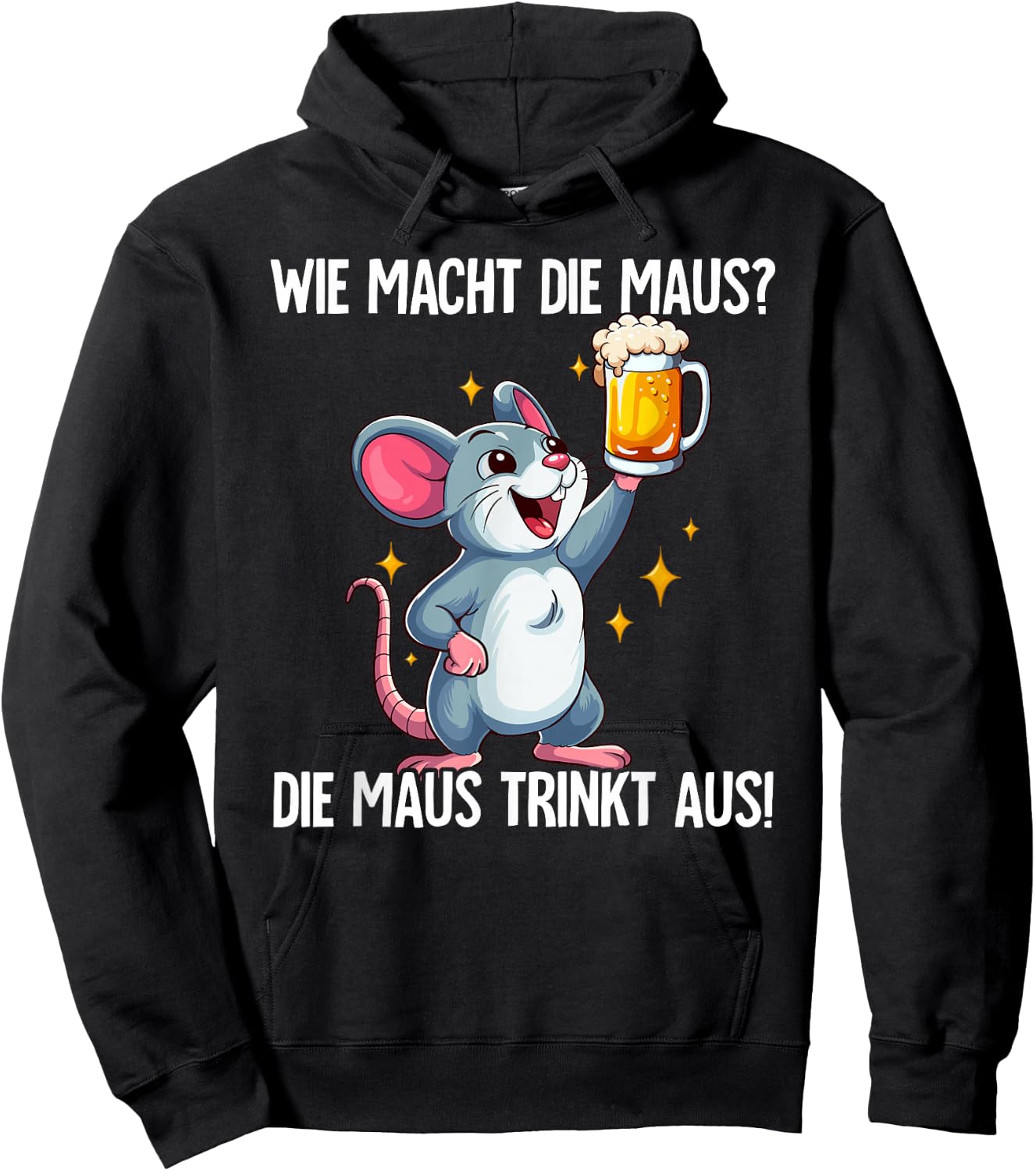 with German Text "Wie Macht Die, black Hoodie - Hoodie | Black