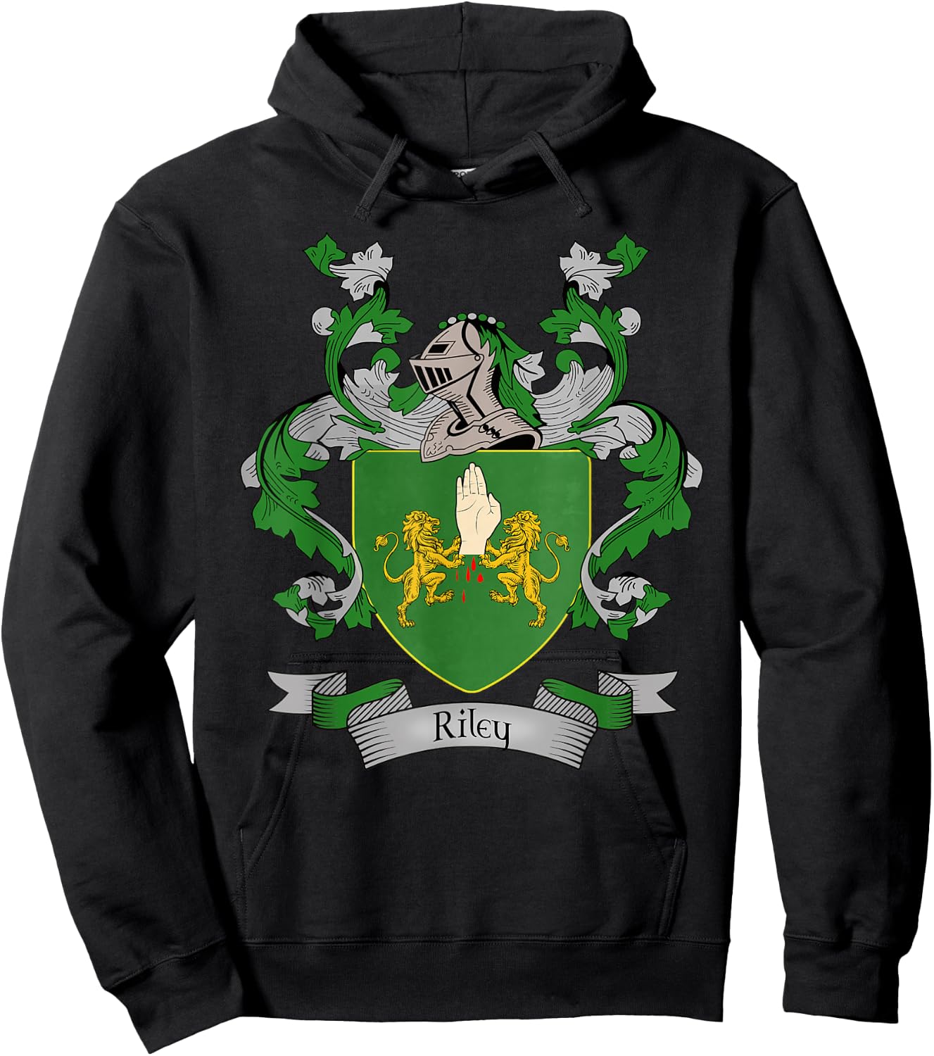 Riley Coat of Arms | Riley Surname Family Crest Hoodie - Hoodie | Black