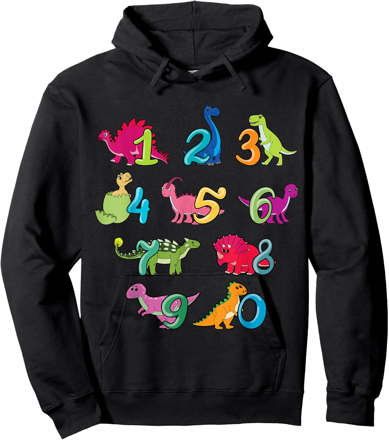 Dinosaurs Kawaii Cute Numbers Love Maths Day Numbers Day Hoodie - Hoodie | Black