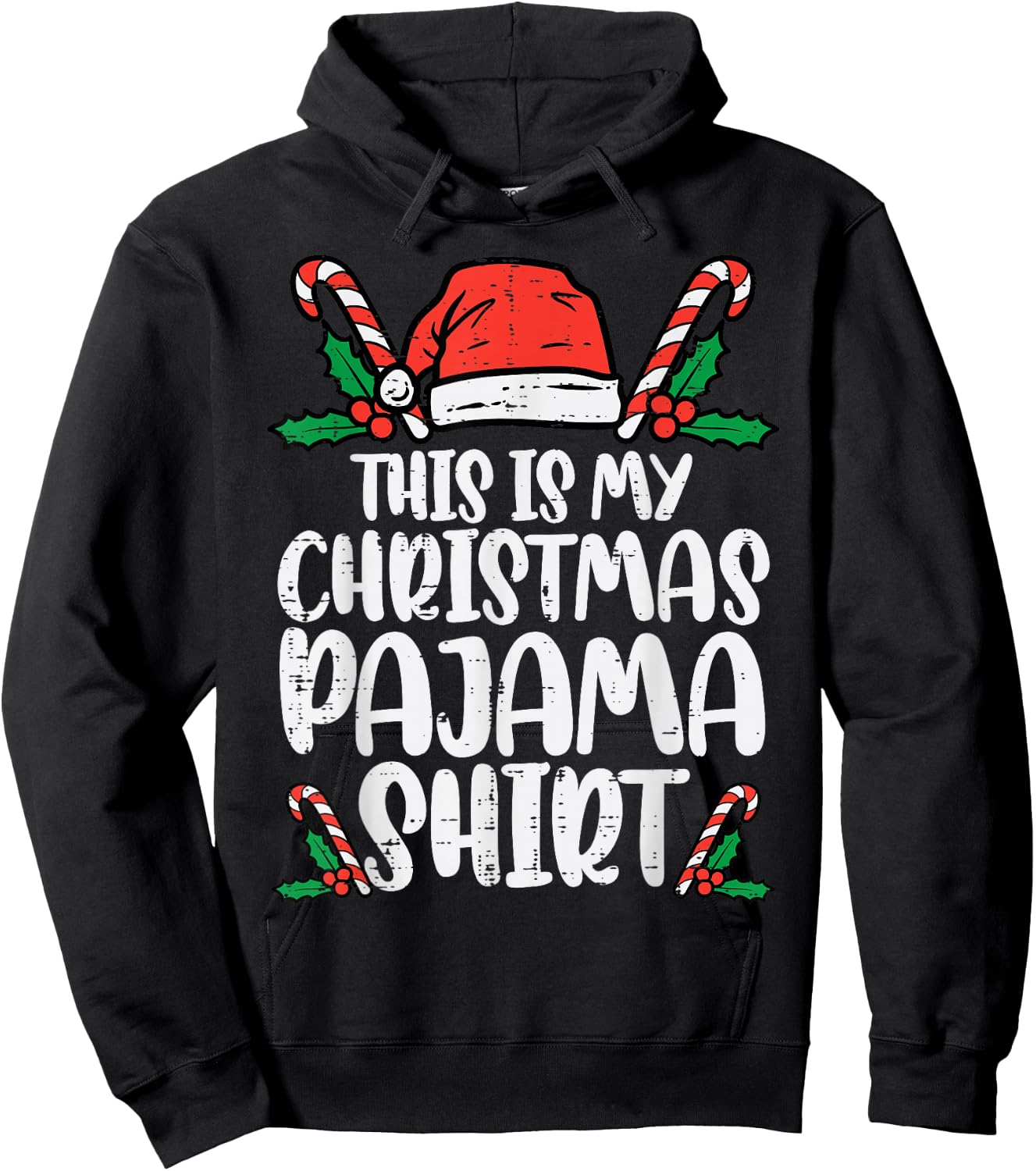 This Is My Christmas Pajama Shirt Funny Xmas PJs Men Women Hoodie - Hoodie | Black