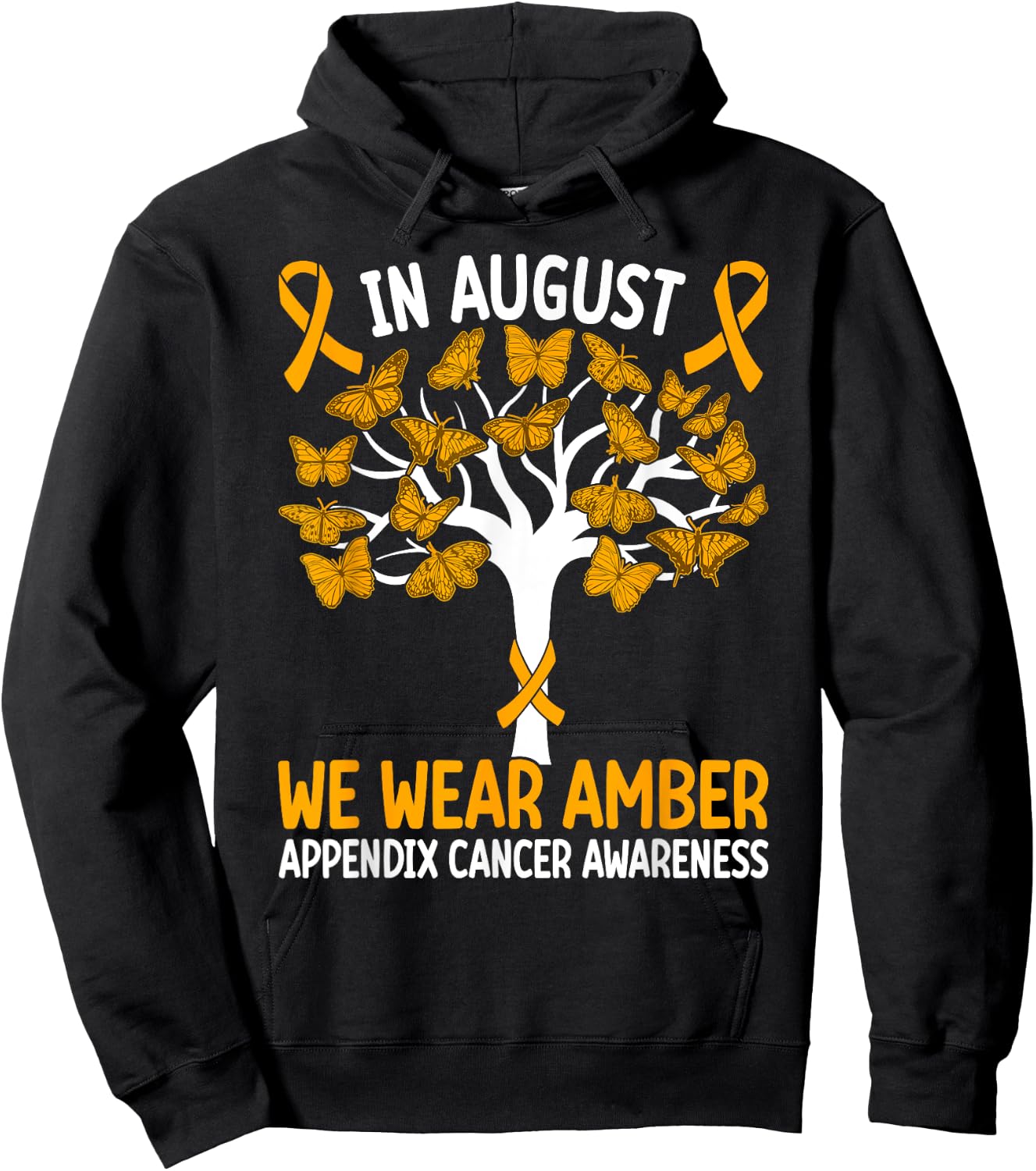 In August we wear amber Appendix Cancer Awareness Hoodie - Hoodie | Black