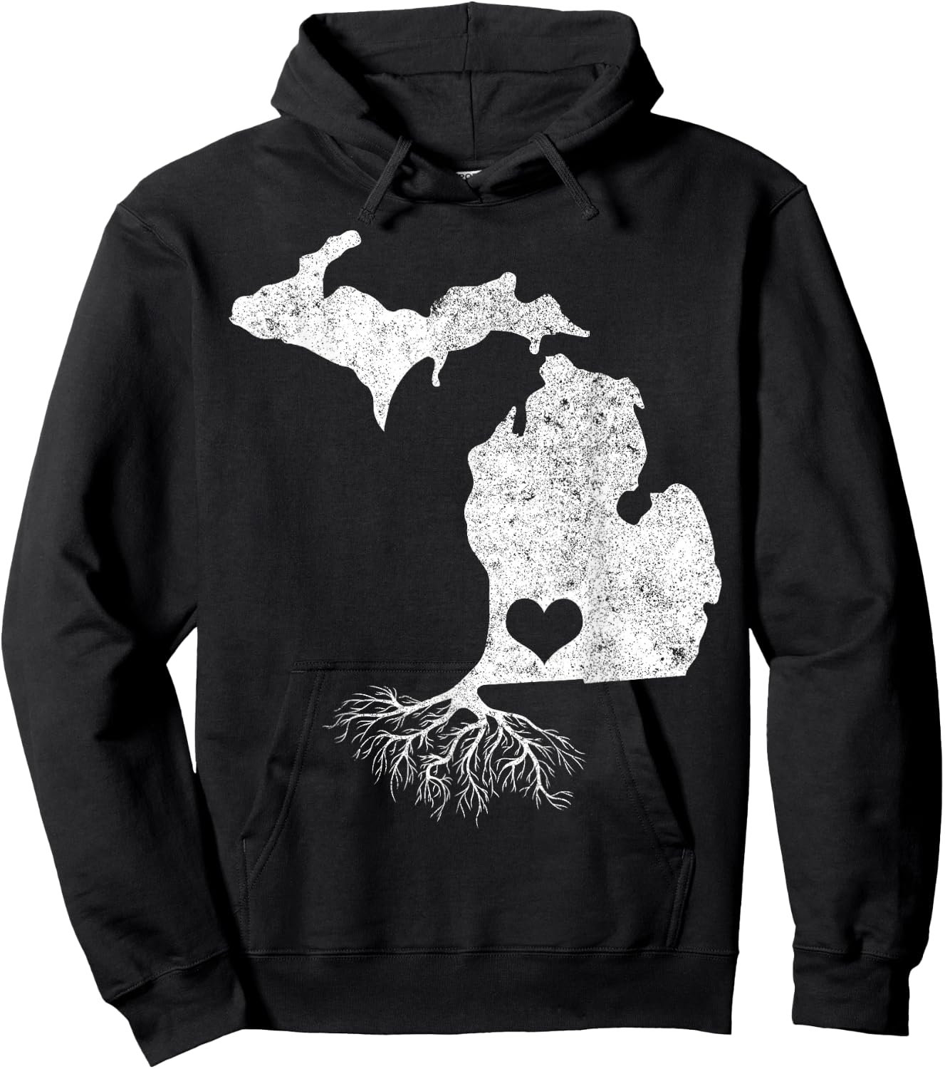 Michigan Roots Shirt: I Love Michigan With Roots Hoodie - Hoodie | Black