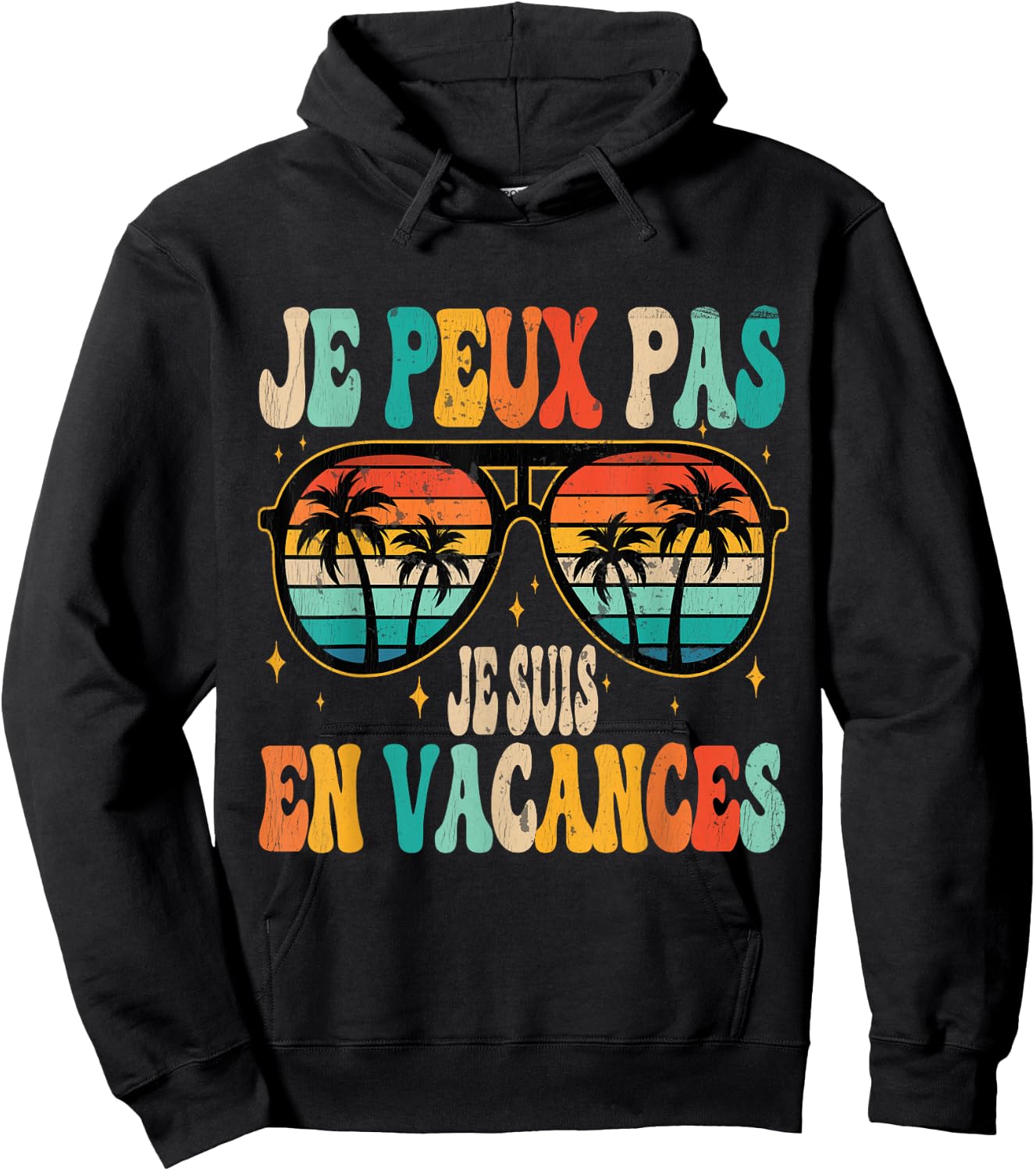 Je Peux Pas Je Suis En Vacances Vintage Hoodie - Hoodie | Black