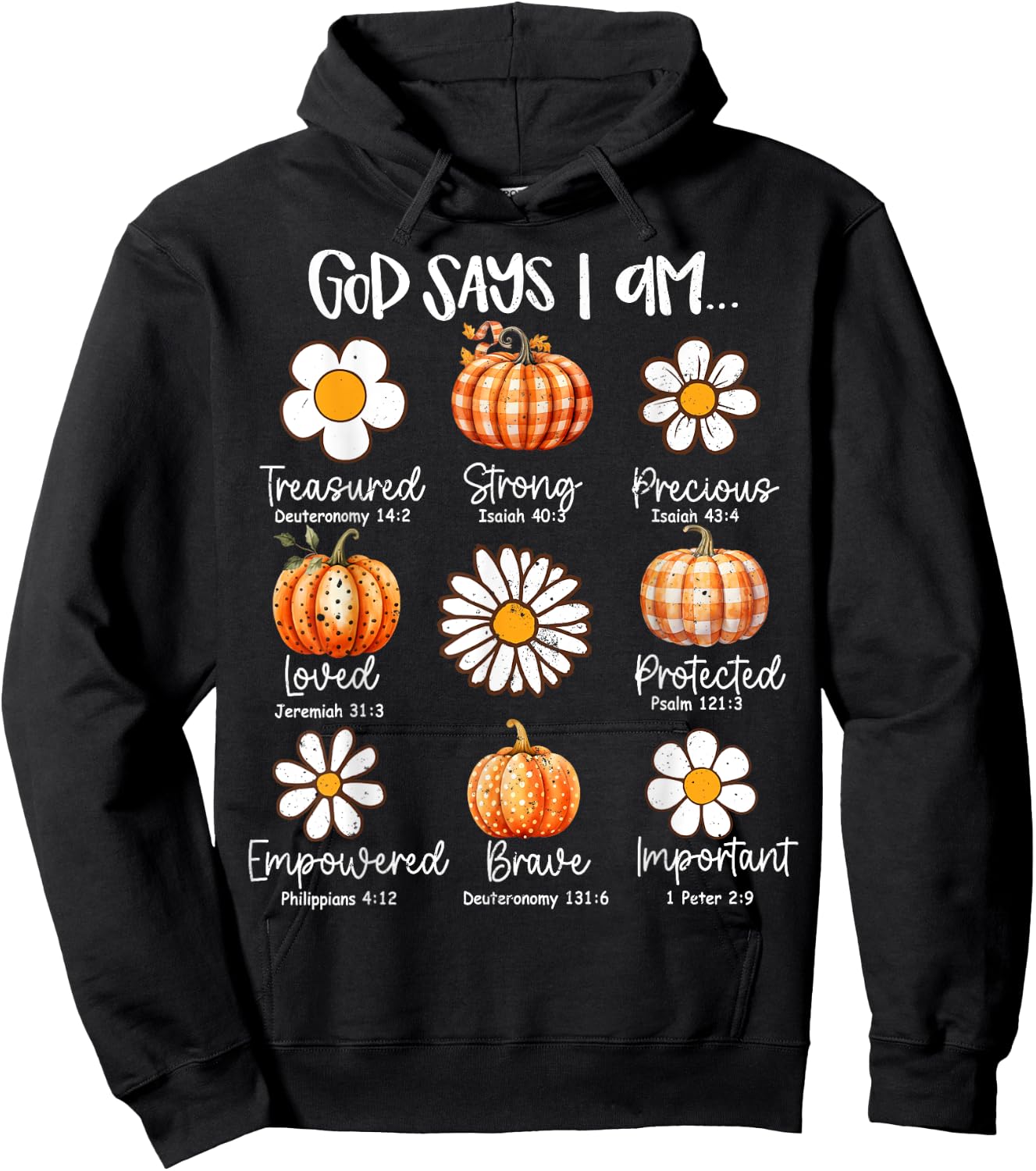 Gods Say I Am Christian Fall Thanksgiving Fall Season Hoodie - Hoodie | Black