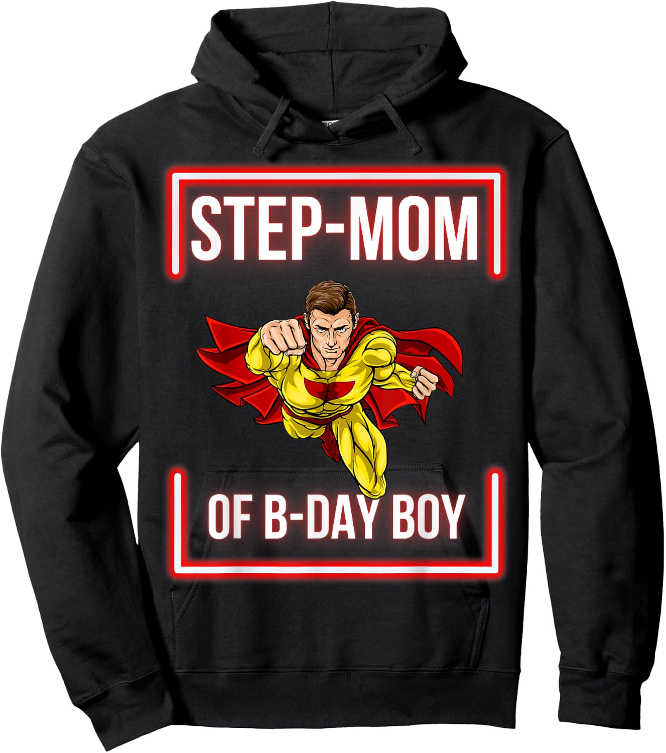 Step-Mom Of The B-Day Boy Superhero Themed Party Family Hoodie - Hoodie | Black
