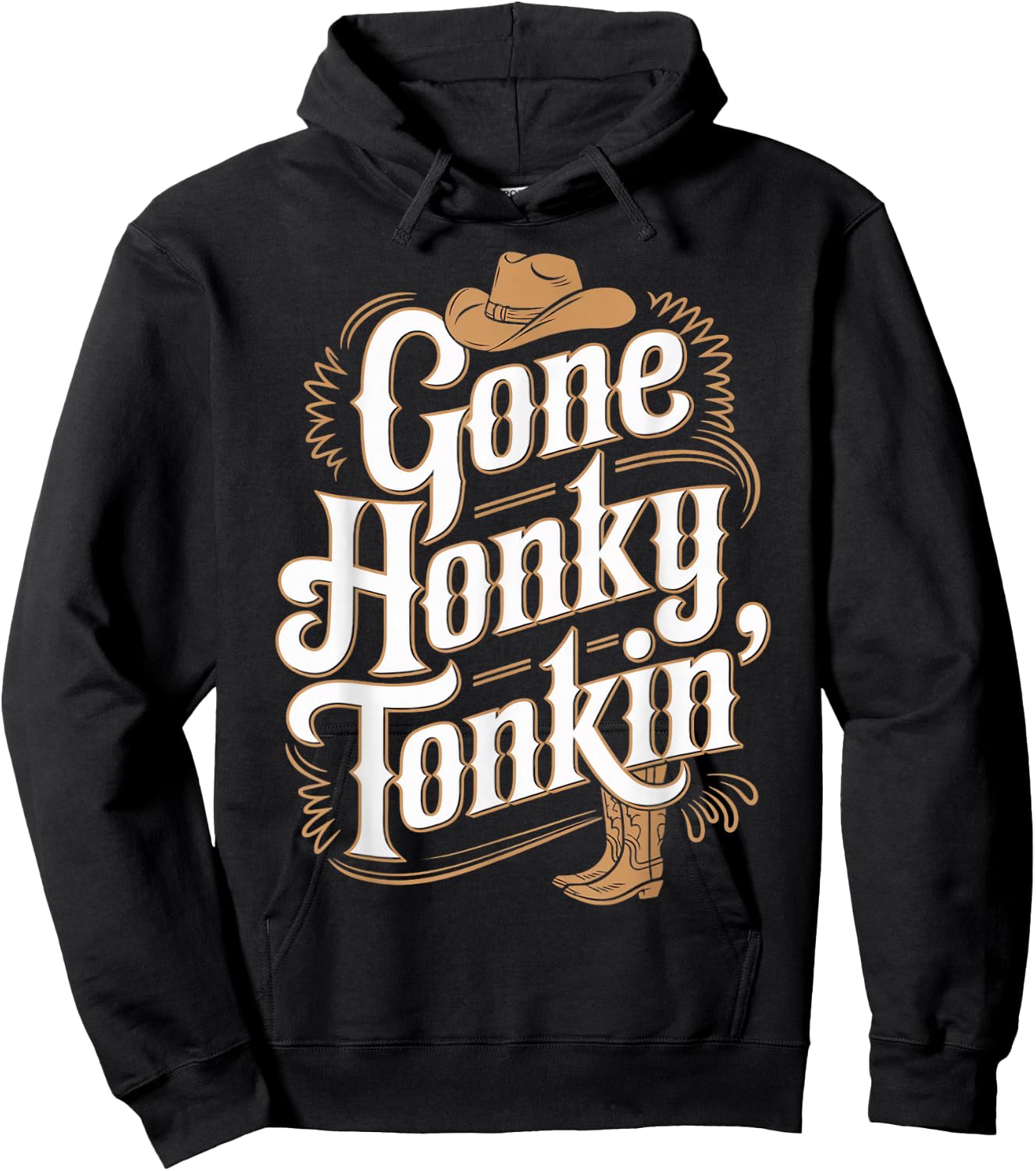 Gone Honky Tonkin Western Farm Musician Honky Tonk Hoodie - Hoodie | Black