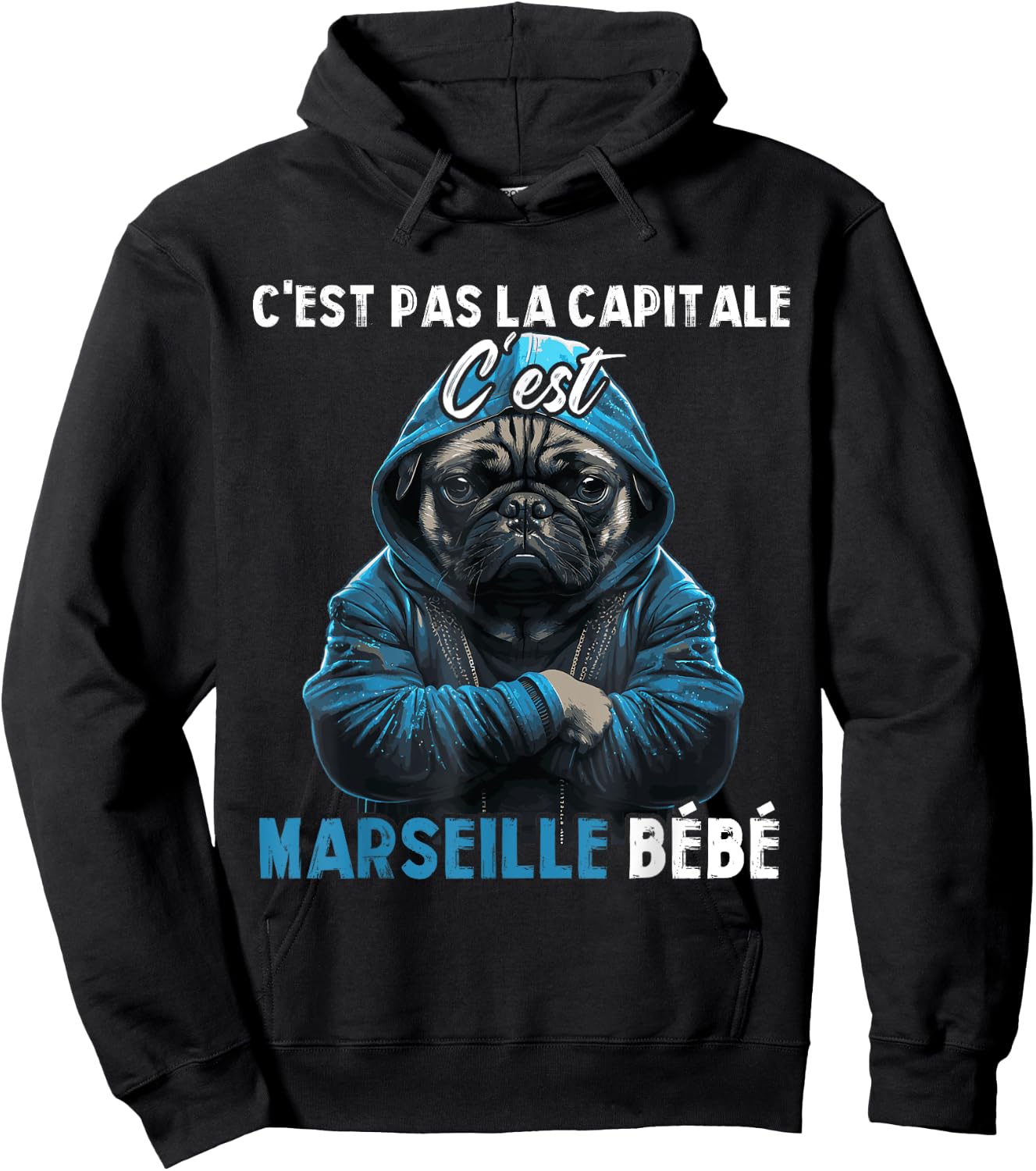 C'est pas la capitale c'est marseille bébé marseille fan , Black, S Hoodie - Hoodie | Black