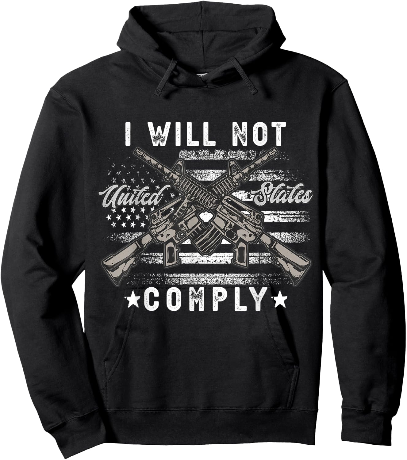 I Wil Not Comply Vintage American flag Ar15 AR-15 Men Hoodie - Hoodie | Black