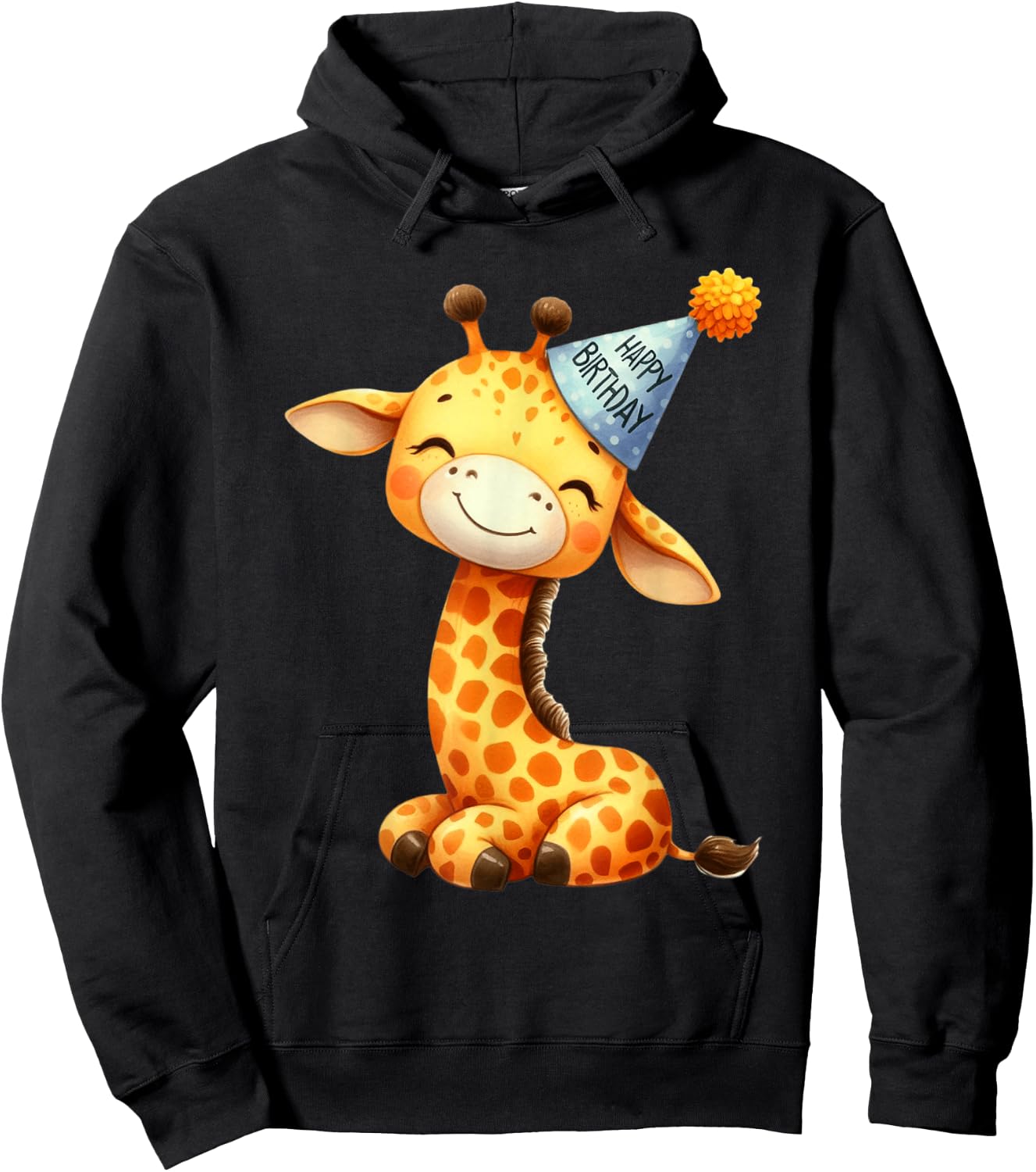 Cute Giraffe Happy Birthday Party Hat Kids Hoodie - Hoodie | Black