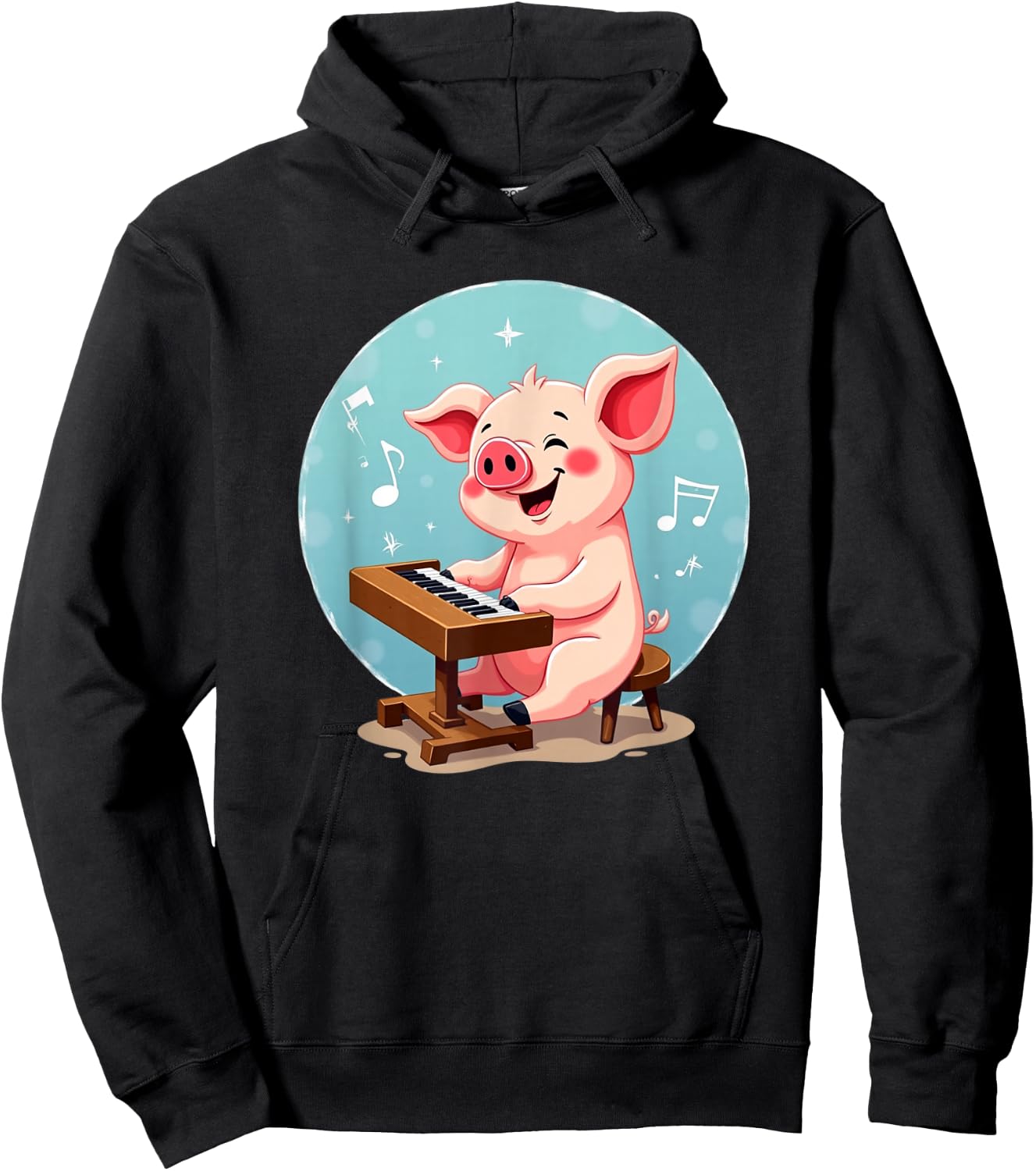 Piano Playing Pig Hoodie - Hoodie | Black