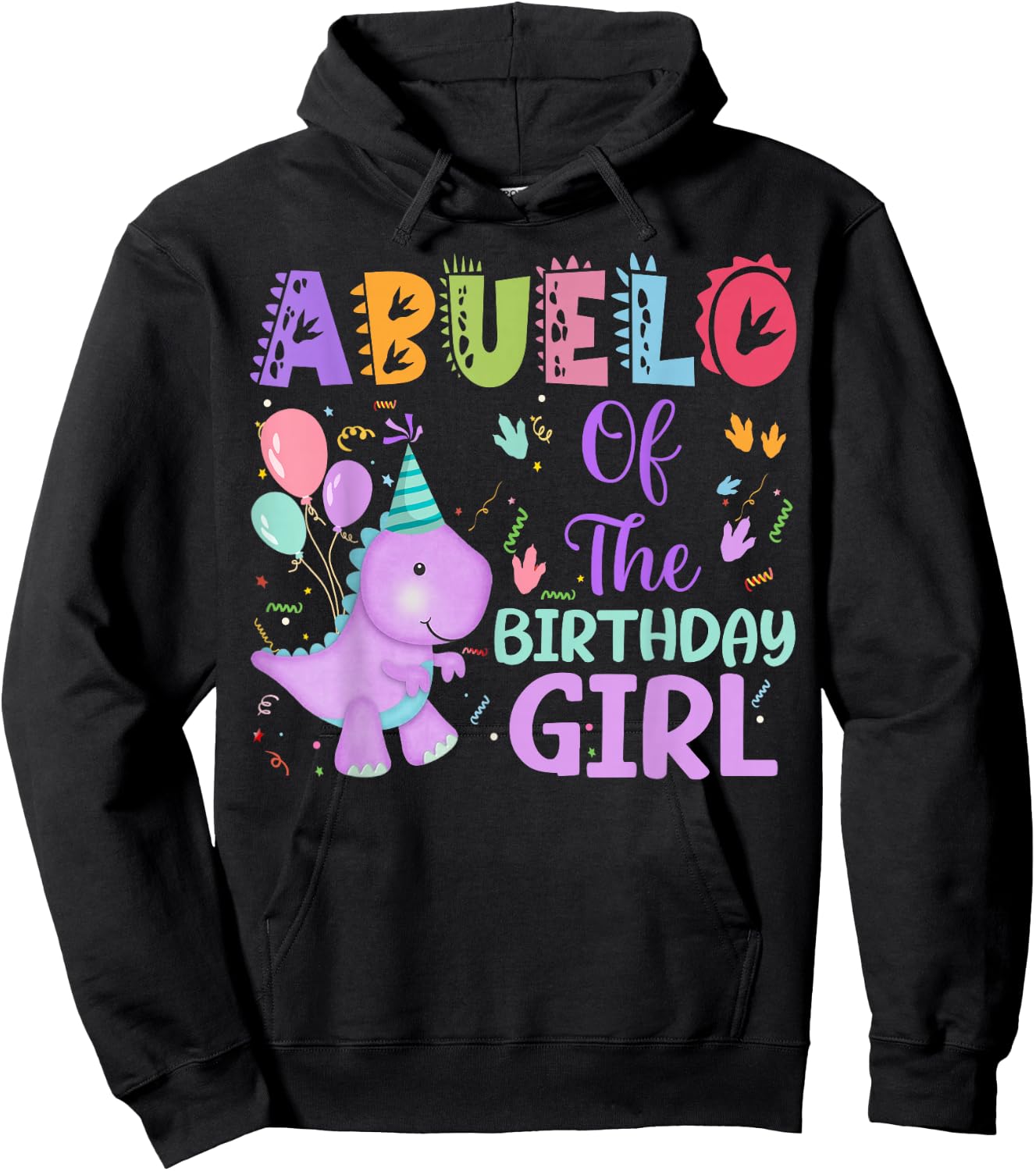 Abuelo Of The Birthday Girl Dinosaur Saurus Rex Party Hoodie - Hoodie | Black