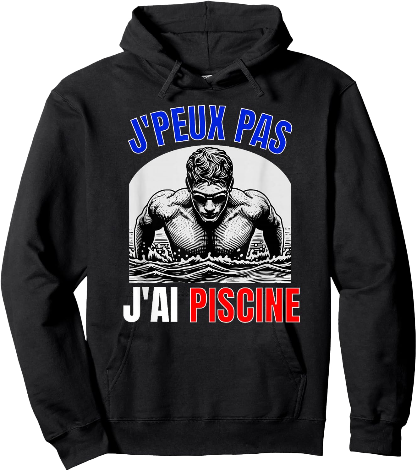 Je Peux Pas J'Ai Piscine Swimmer Swimming Competition Sport , Black, S Hoodie - Hoodie | Black