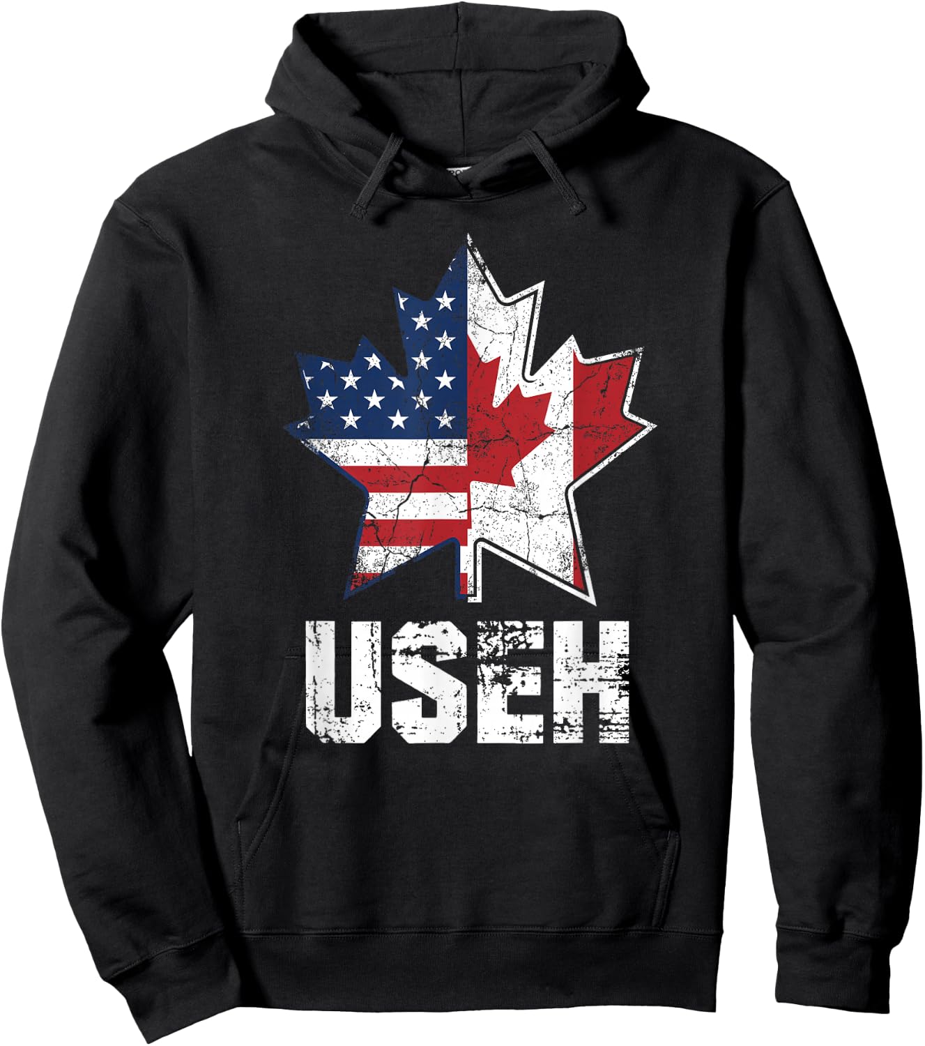 USEH Canadian American Maple Leaf Flag Patriotic Hoodie - Hoodie | Black