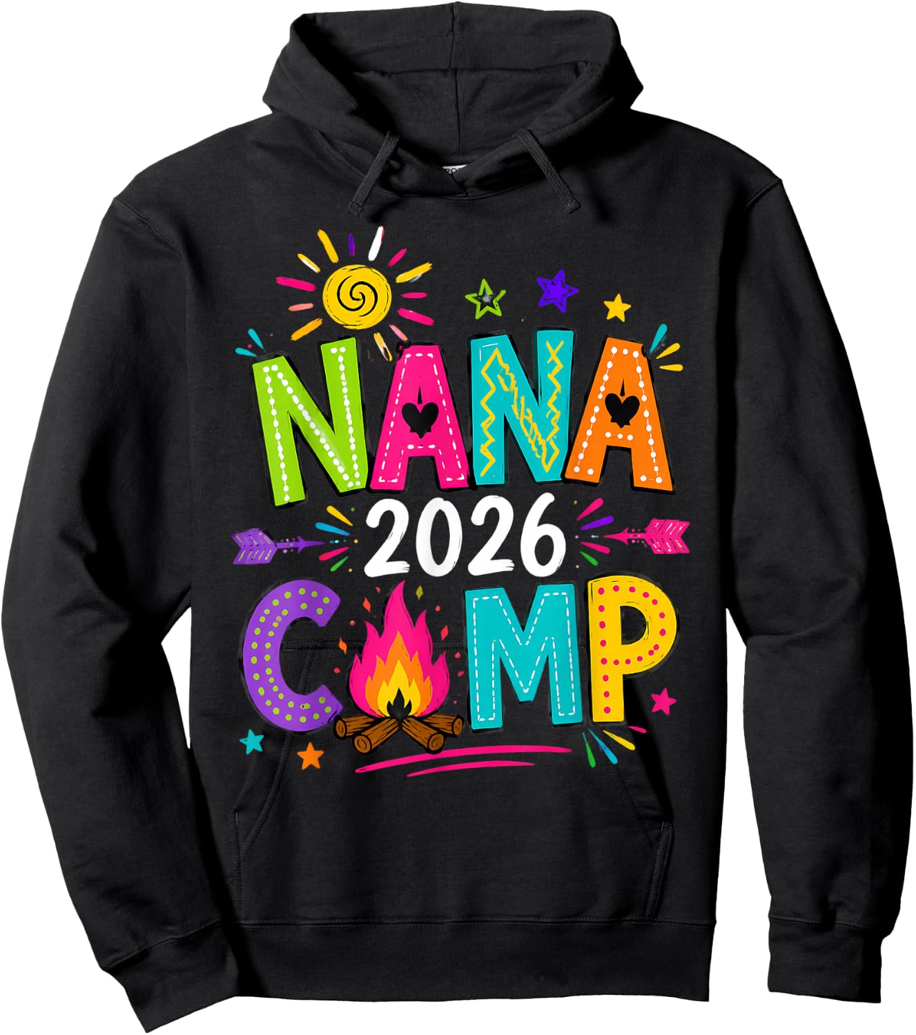 Nana Camp 2026 Family Summer Vacation Camping Crew Kids Hoodie - Hoodie | Black