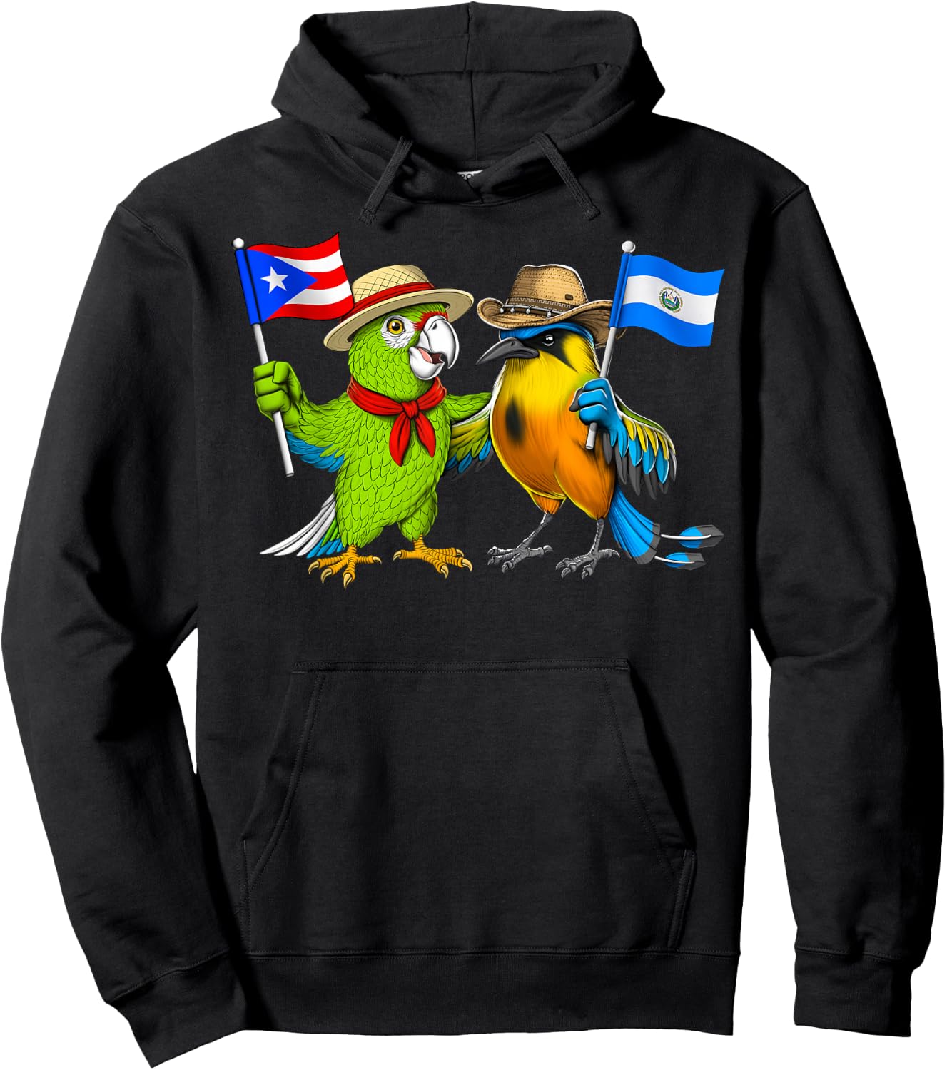 Puerto Rican Salvadoran Roots Puerto Rico El Salvador Flag Hoodie - Hoodie | Black