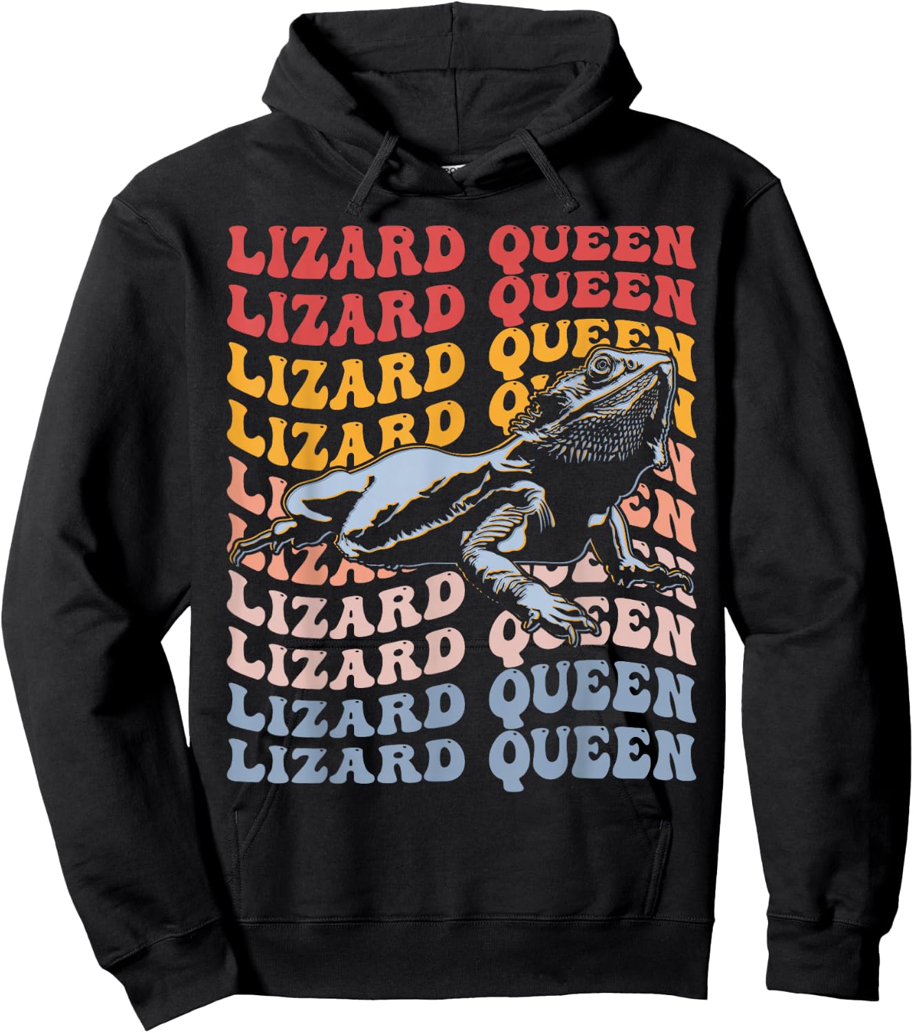 Lizard Queen Groovy Bearded Dragon Lizard Lover Girl Queen Hoodie - Hoodie | Black