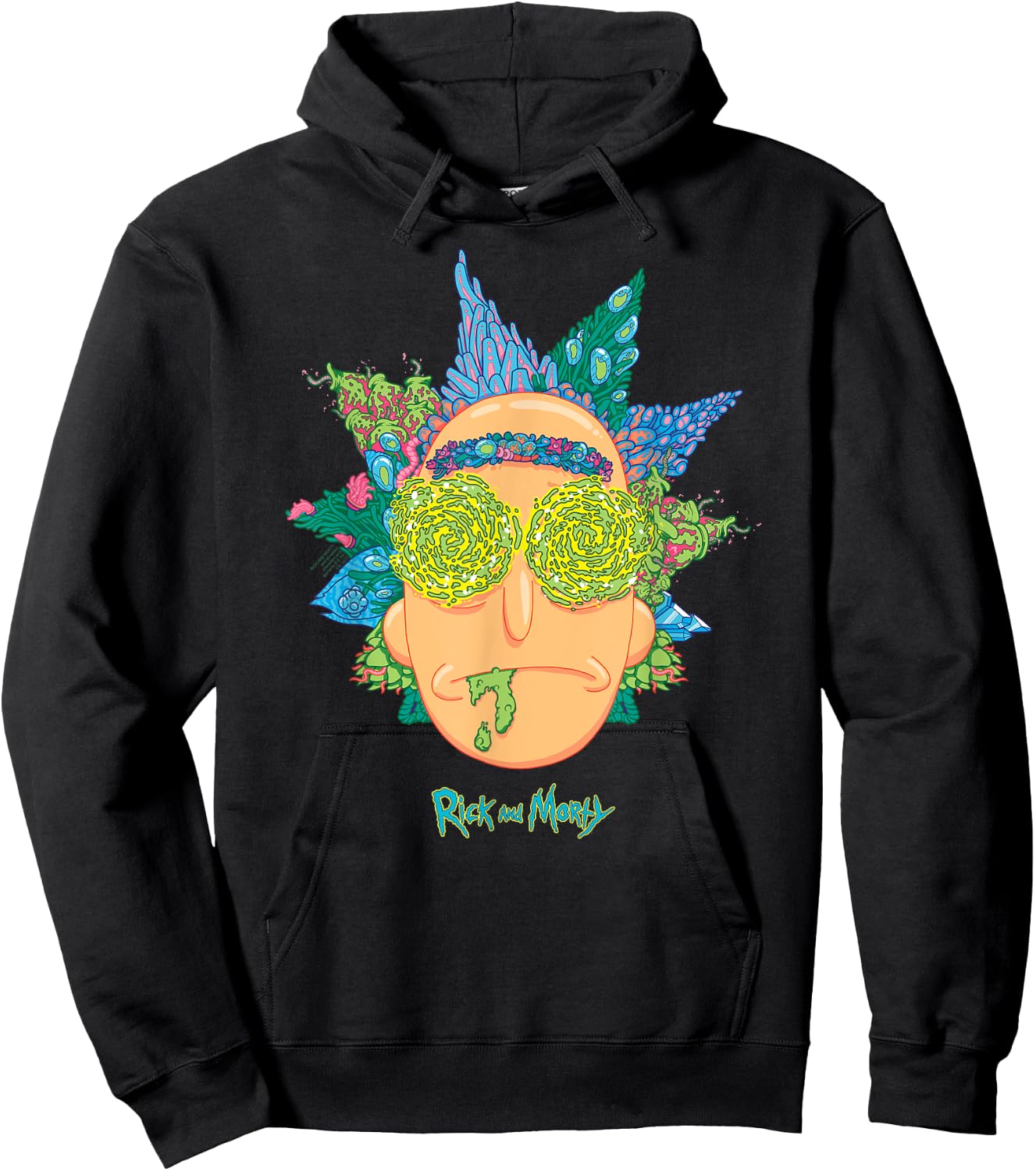 Adult Swim Rick & Morty Botanical Rick , black Hoodie - Hoodie | Black