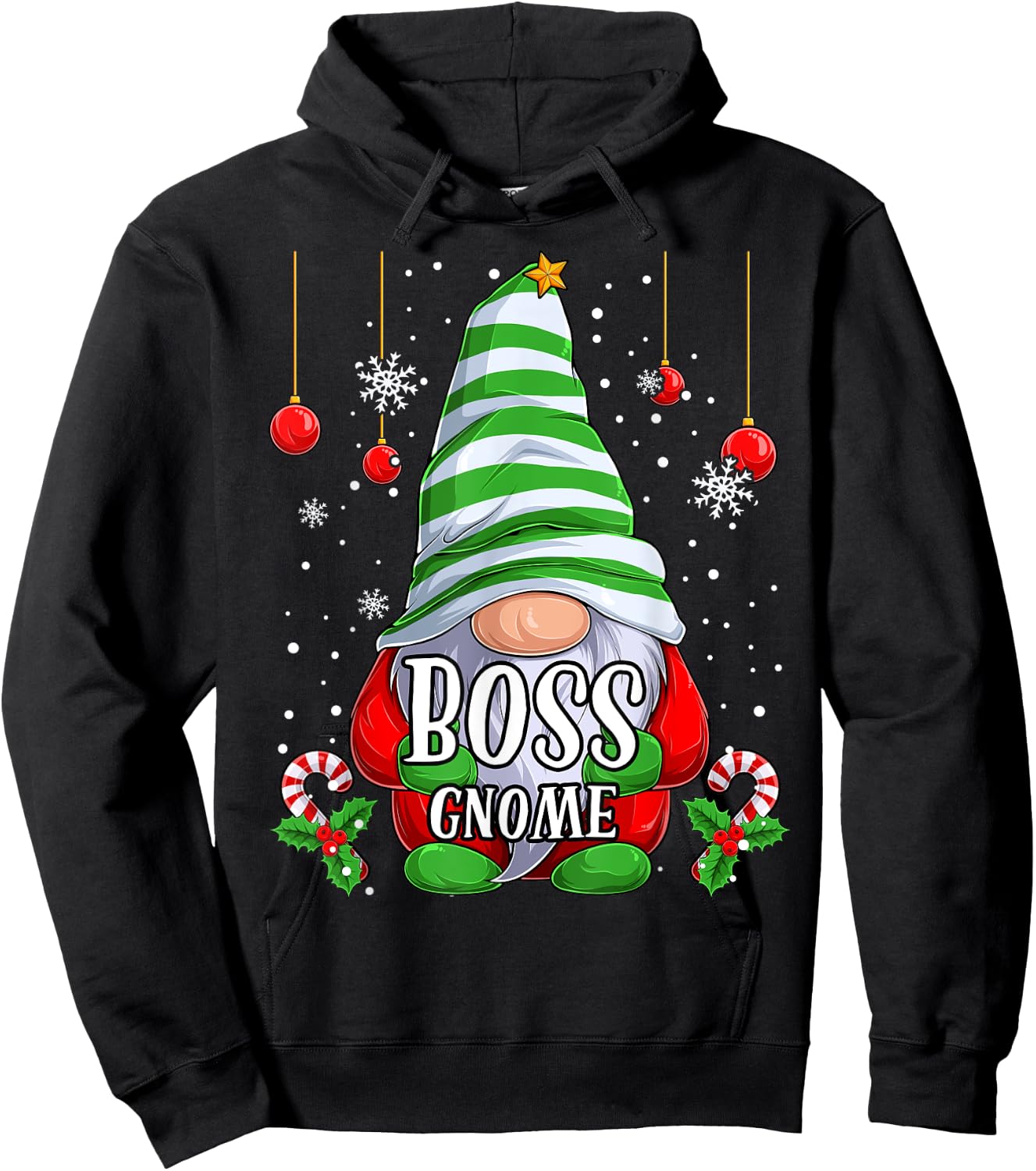 Boss Gnome christmas pajamas matching family group Hoodie - Hoodie | Black