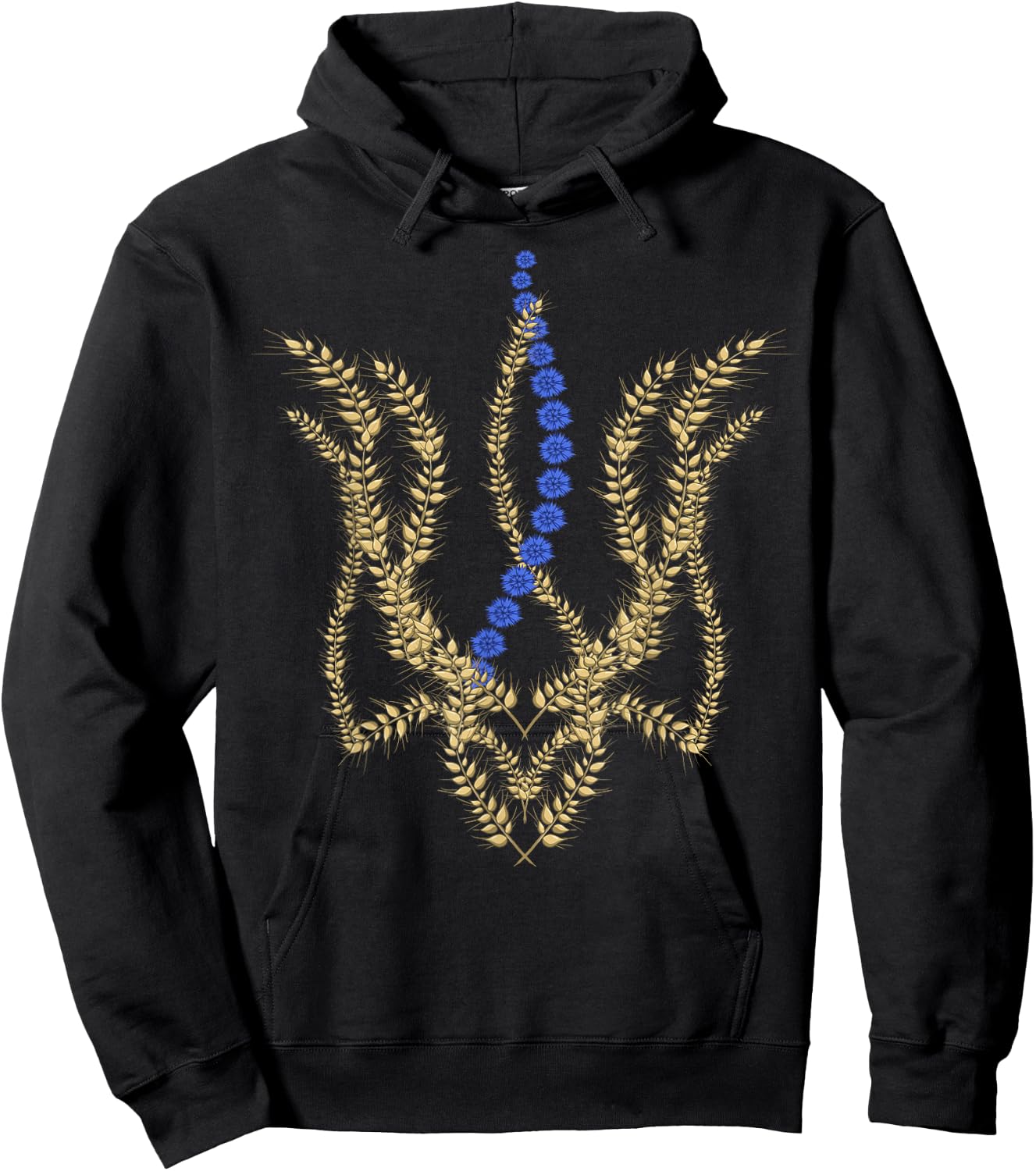 Ukrainische Trysub Retro Ährchen Blumen Ukraine Vyshyvanka Hoodie - Hoodie | Black