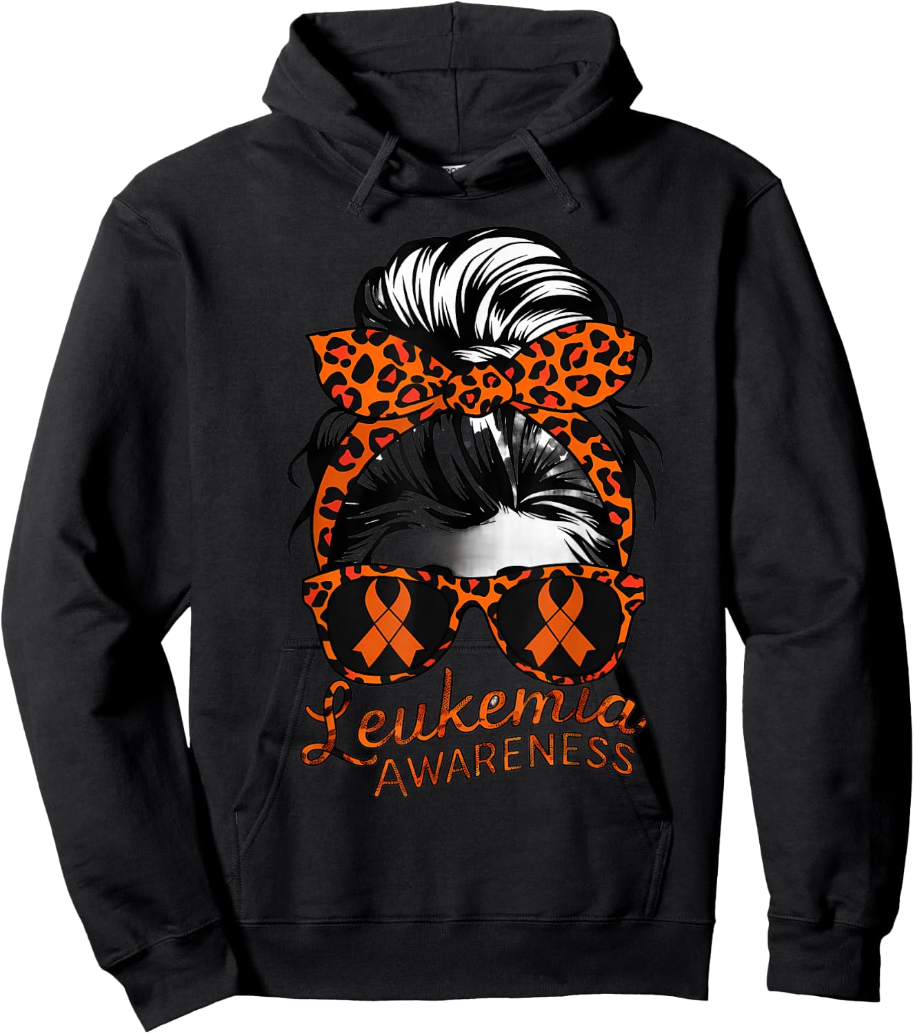 Leukemia Cancer Awareness Girl Head Scarf Orange Ribbon Hoodie - Hoodie | Black