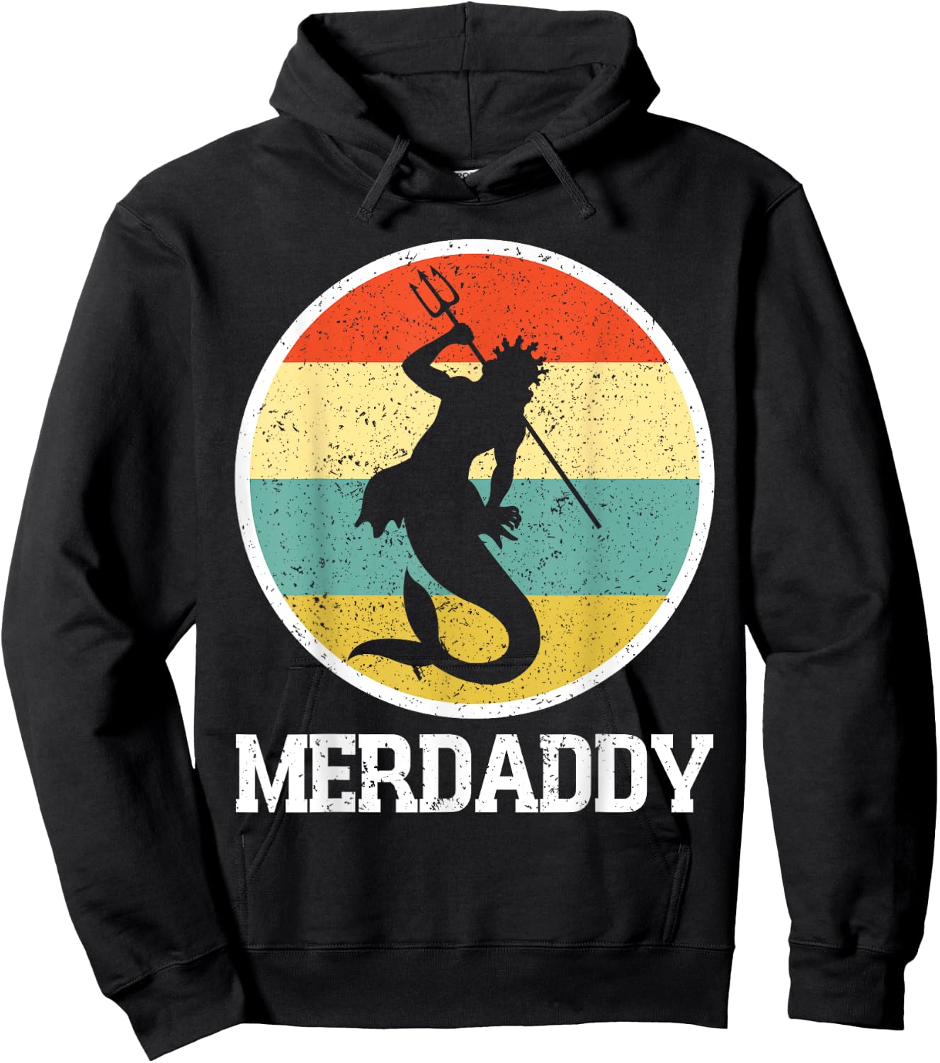 Merdaddy Merdad Mermaid Security Retro Merman Father's Day Hoodie - Hoodie | Black