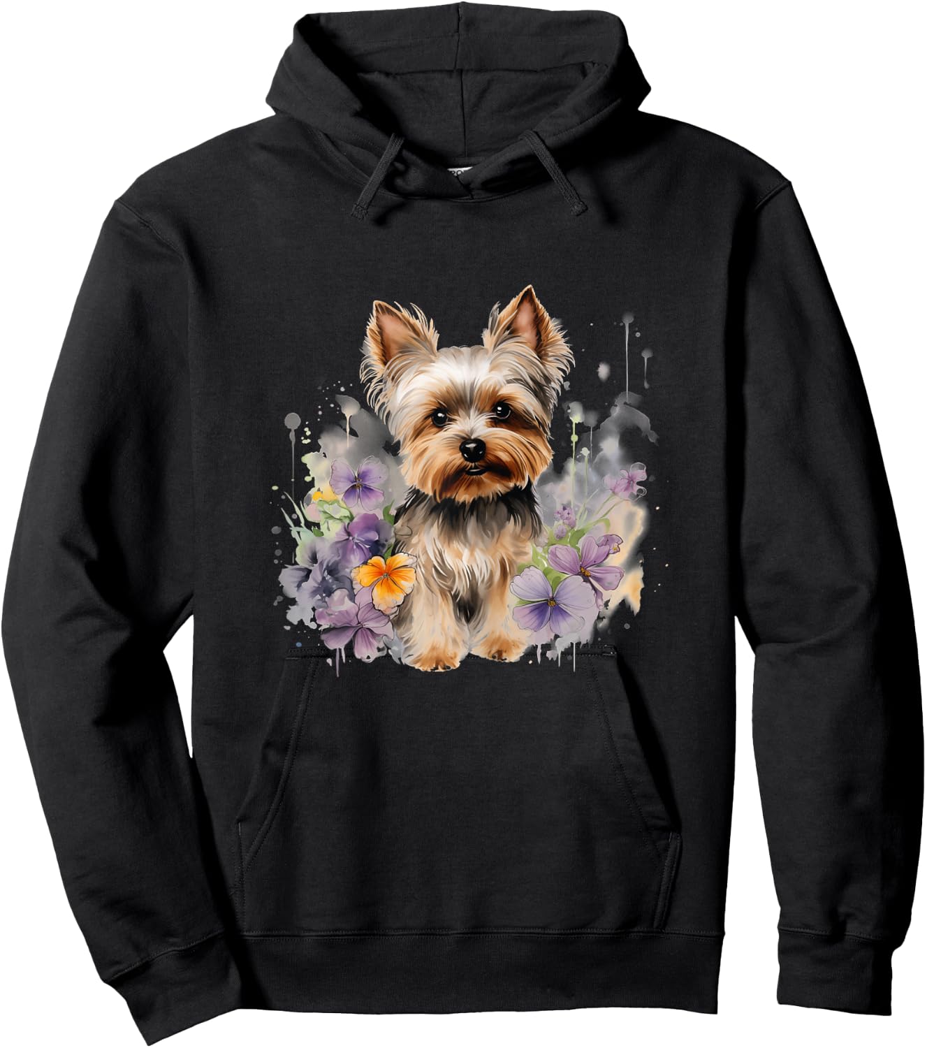Yorkshire Terrier Mom Floral Yorkie Dog Lover Flowers Cute , White Hoodie - Hoodie | Black