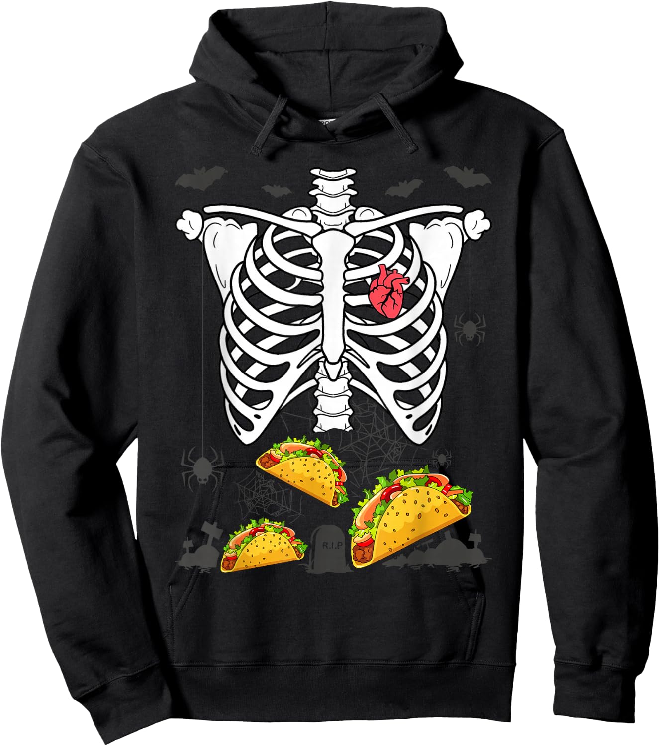 Halloween Dad Skeleton Taco Belly Funny Pregnancy Couple Men Hoodie - Hoodie | Black