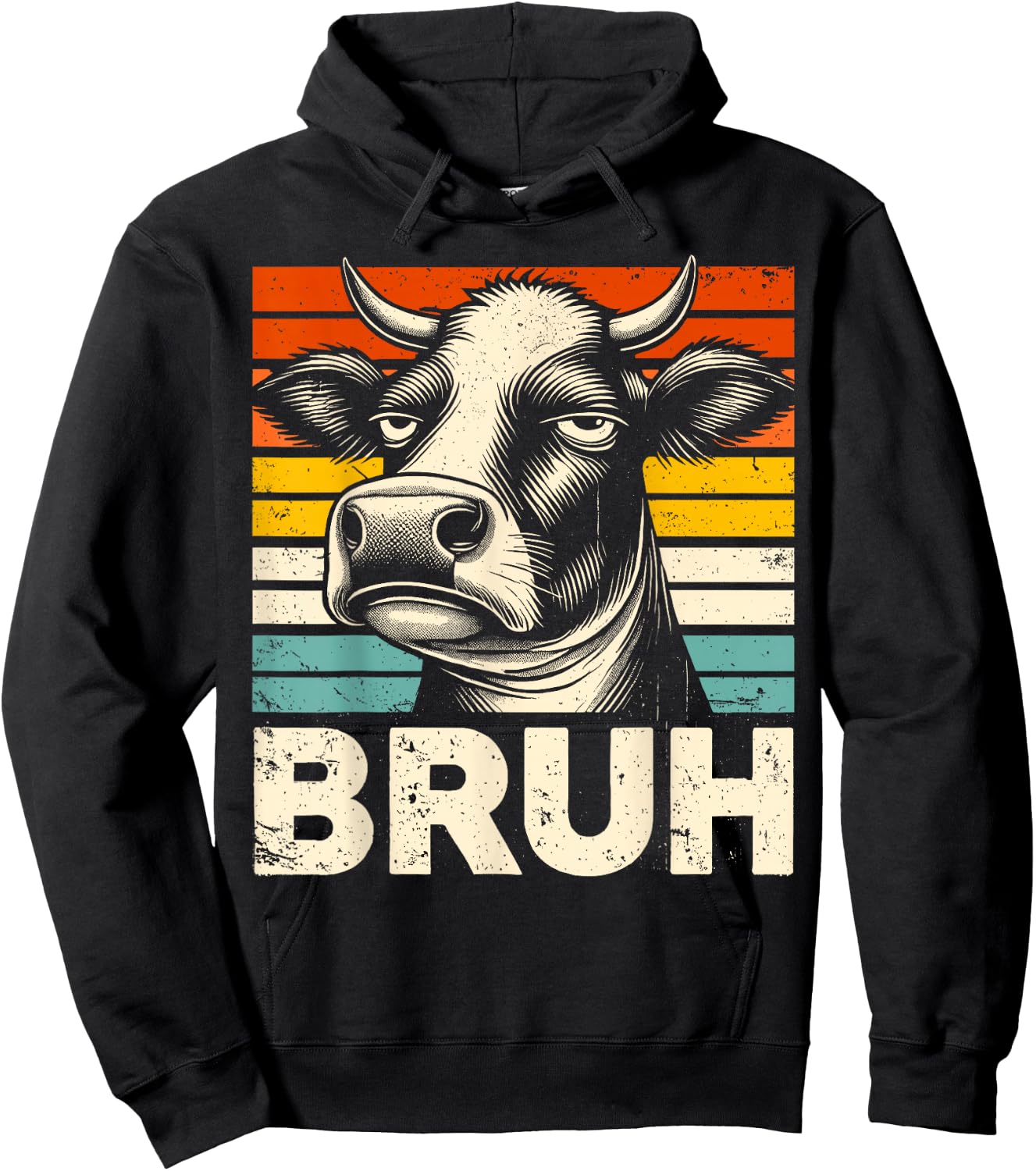Funny Graphic Meme Cow Bruh For Boys Girls Kids Men Women Hoodie - Hoodie | Black
