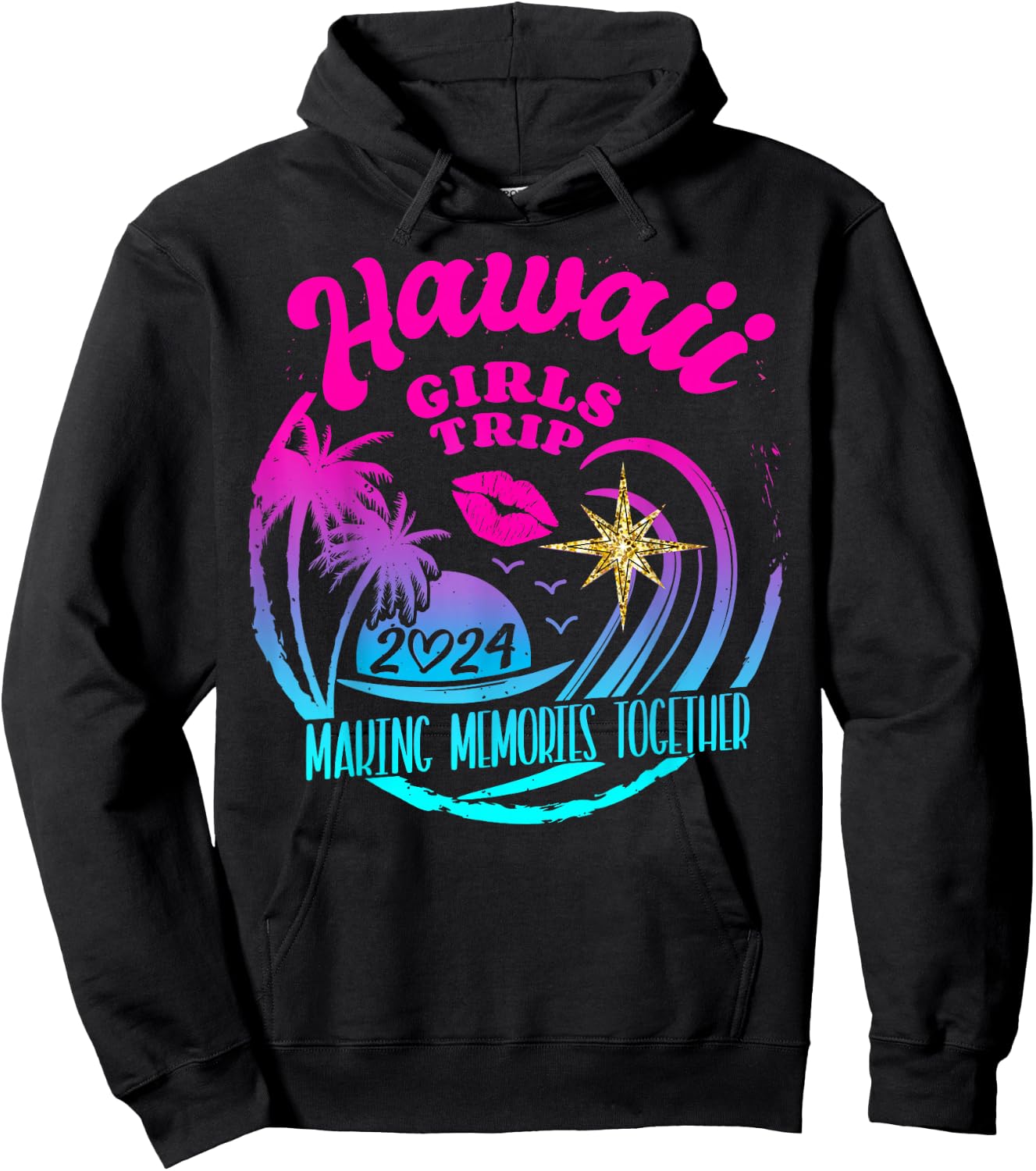 Girls Trip Hawaii 2024 Beach Weekend Birthday Squad Hoodie - Hoodie | Black