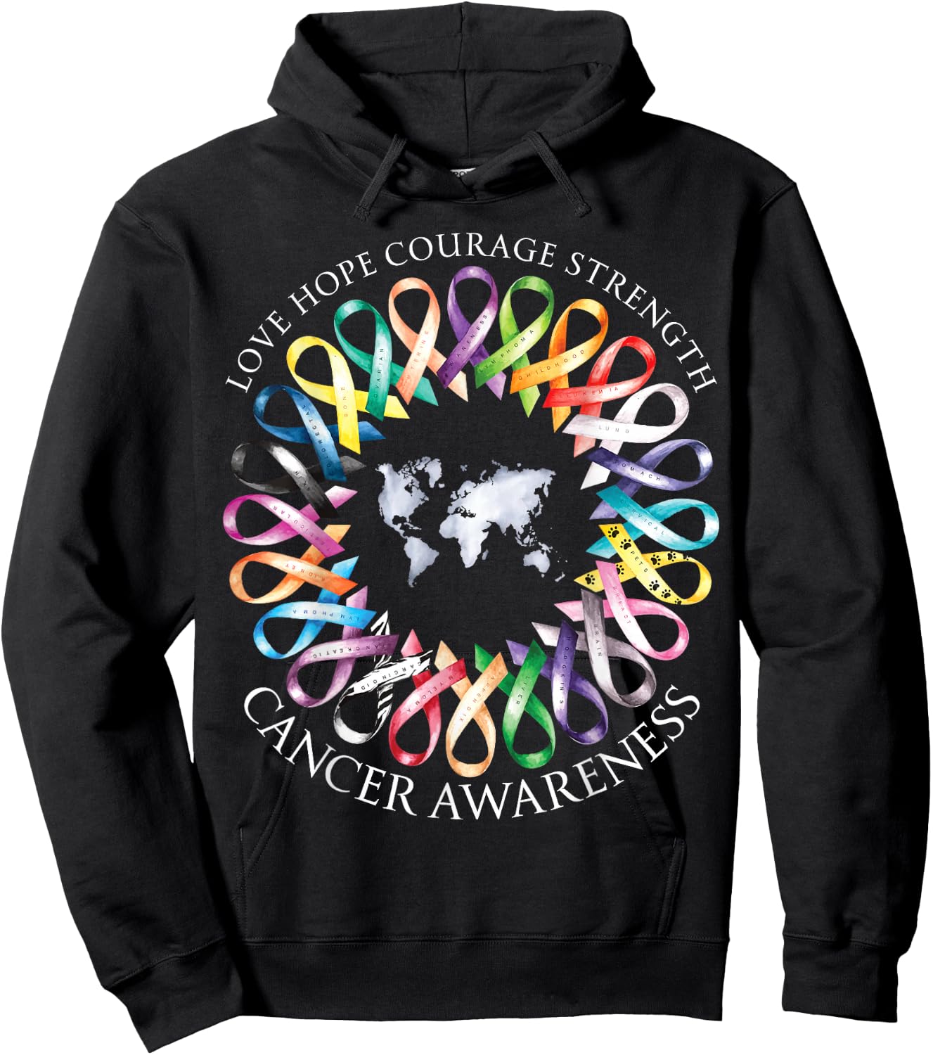 All Cancer Matters Survivors Awareness Fight Ribbon Support Hoodie - Hoodie | Black