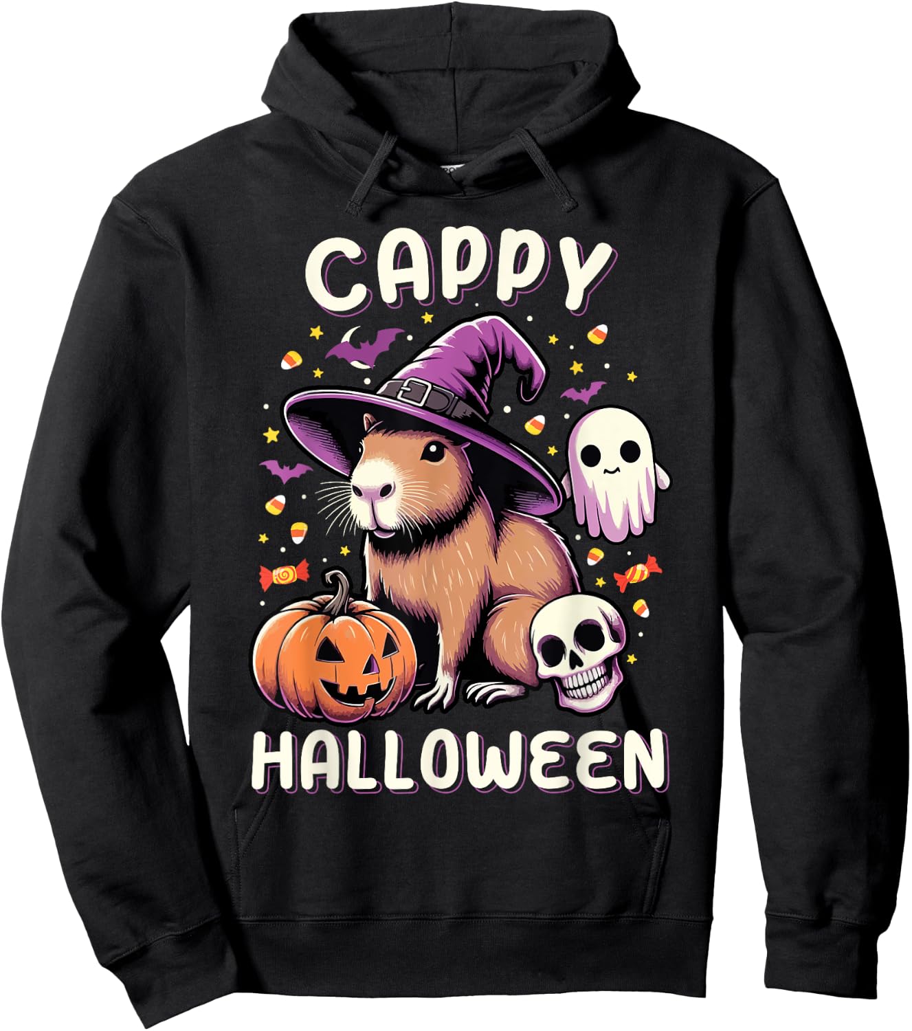 Cappy Halloween Costume Pumpkin Funny Capybara Halloween Hoodie - Hoodie | Black