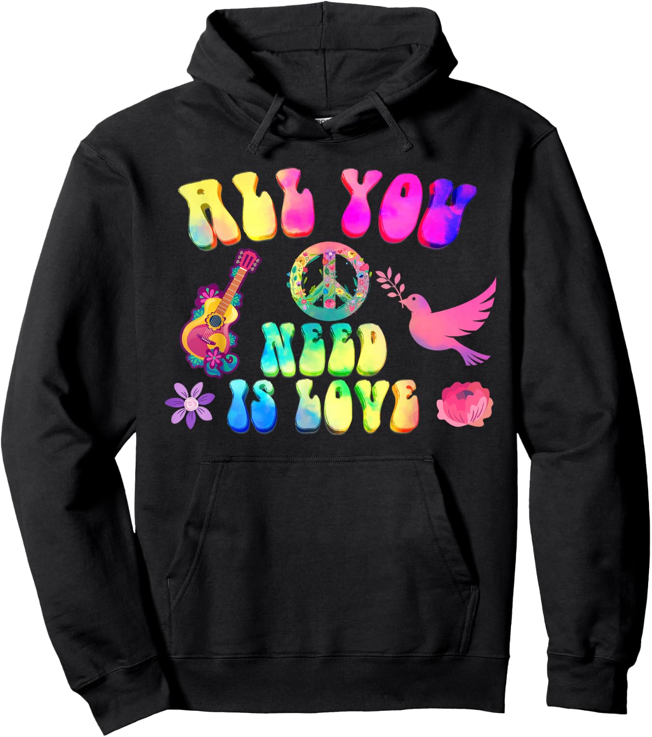 Funny Hippie Costume 60s 70s Costume Women's Men's , black, s Hoodie - Hoodie | Black